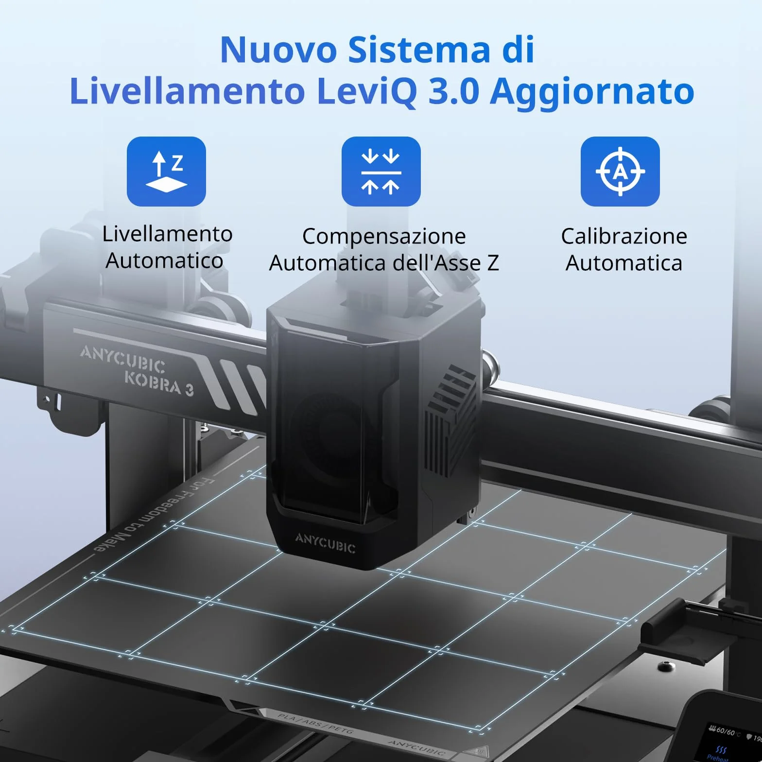 ANYCUBIC Kobra 3 Stampante 3D Intelligente per la Stampa Multicolore (da 4 a 8 Colori), Stampante 3D FDM ad Alta Velocità di 600 mm/s,Grande Volume di Stampa 250 * 250 * 260mm