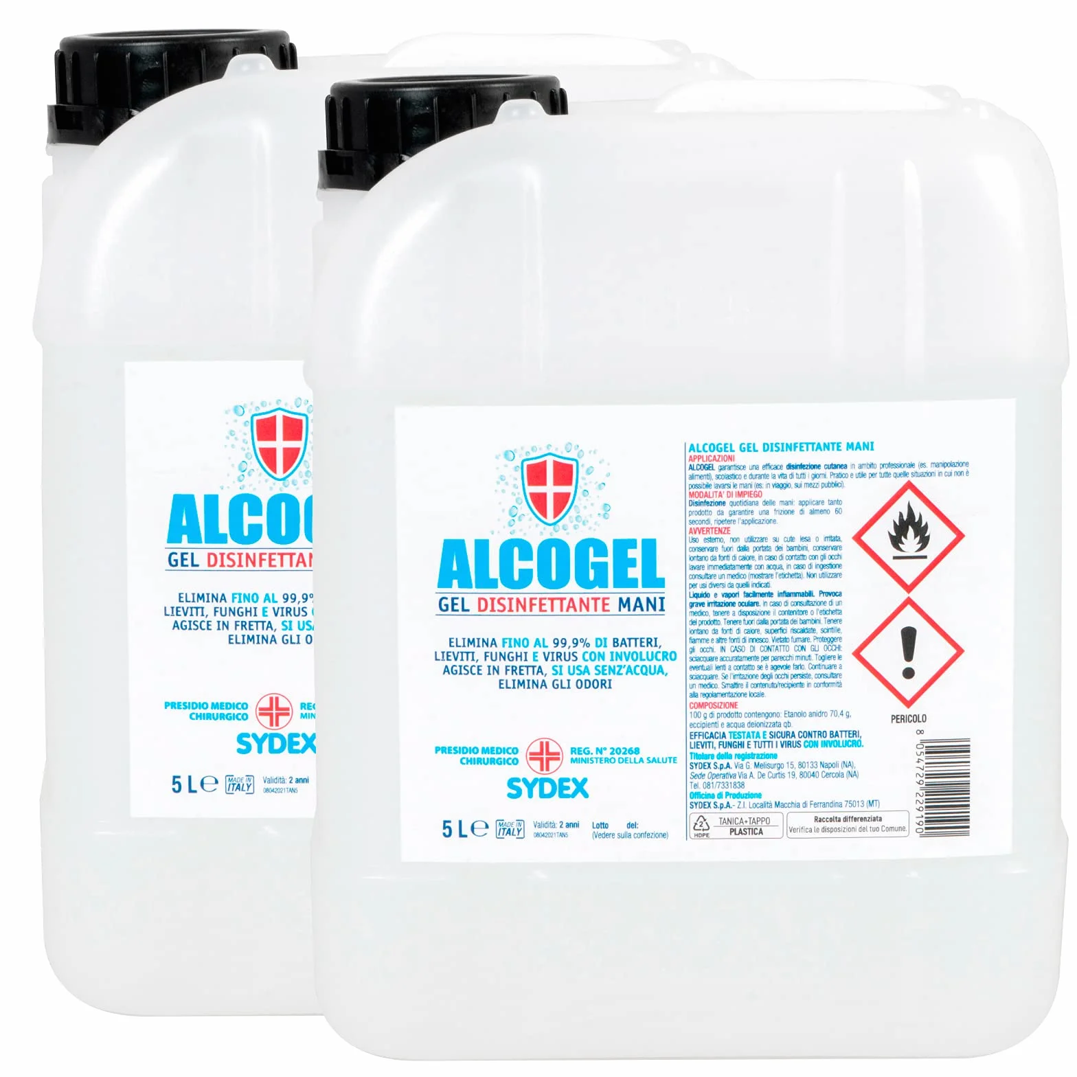 Gel Disinfettante Mani Professionale Antibatterico 2x5L Presidio Medico Chirurgico 99,9% Germi Funghi Batteri Virus