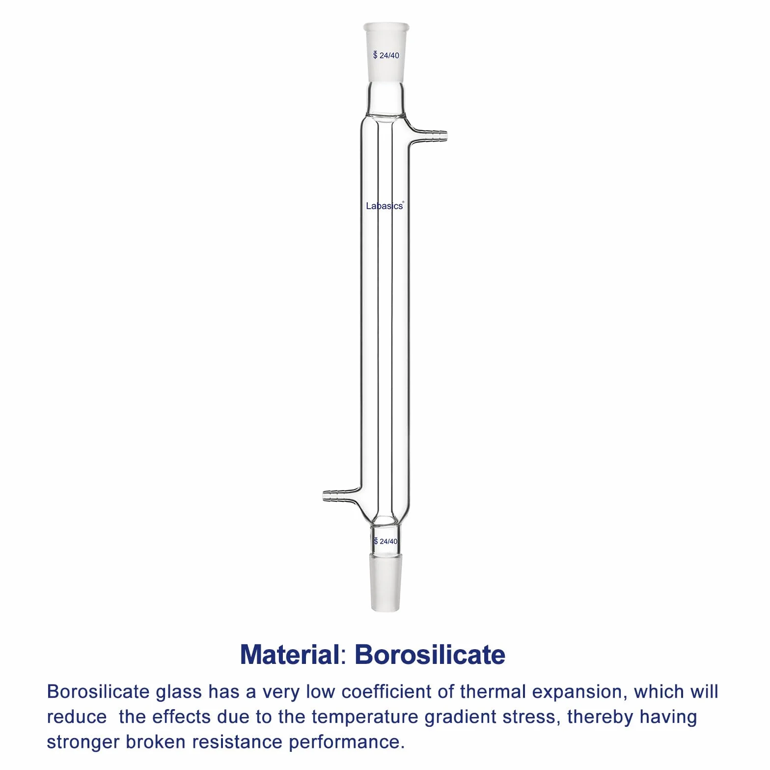 Labasics Borosilicato Vetro Condensatore Liebig con 24/40 Comune e Lunghezza Giacca 300mm, Condensatore per Vetro da Laboratorio Glass Liebig Condenser