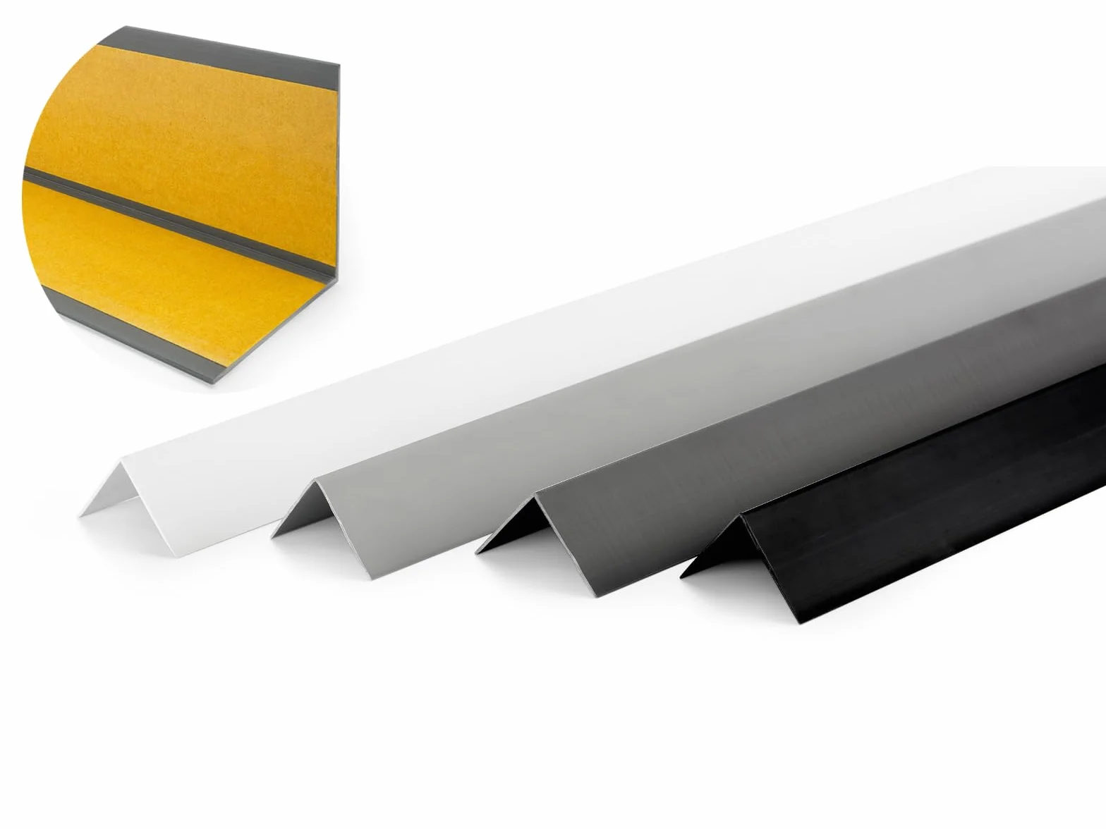 QUEST Profilo Angolare in PVC Rigido Autoadesivo 20x10mm 100cm Nero