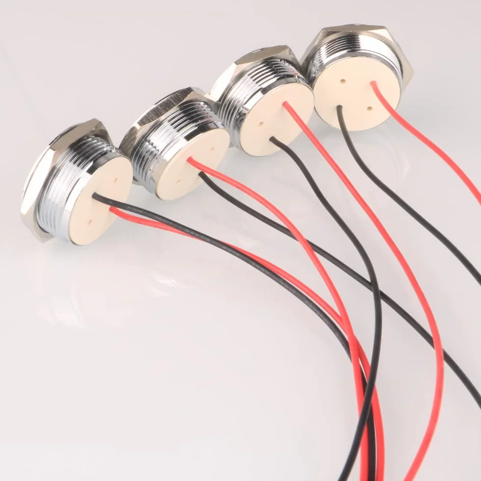 Gebildet 4 Pezzi AC/DC 12-24V 20mA Indicatore di Risparmio Energetico Indicatore Luminoso in Metallo Lampada di Segnalazione Impermeabile Dimensione del Foro 22mm LED Bianco (Testa Sferica)