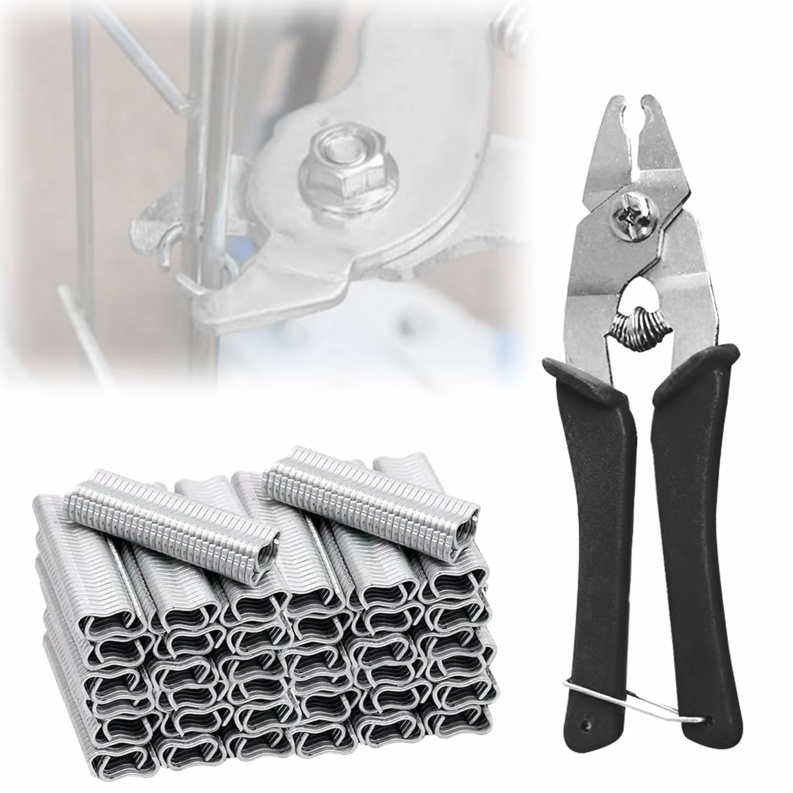 Pinza a clip per salsicce, con 1200 clip, pinza per il fissaggio del filo con 1200 clip per materassi auto, cuscini, divani, recinzioni, gabbie per animali domestici