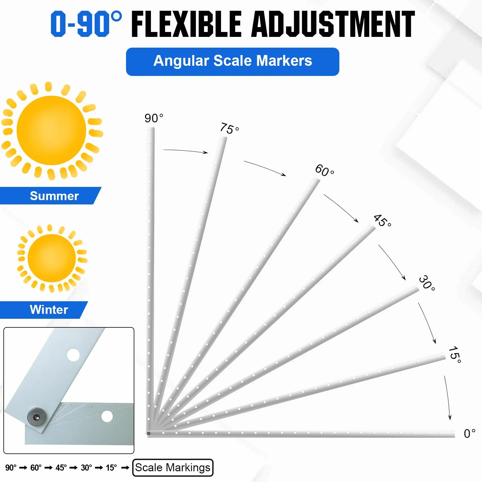 ECO-WORTHY supporti pannello solare 114 cm 45" alluminio angolo regolabile 0-90° 100W-800W set fissaggio tetto piatto parete camper