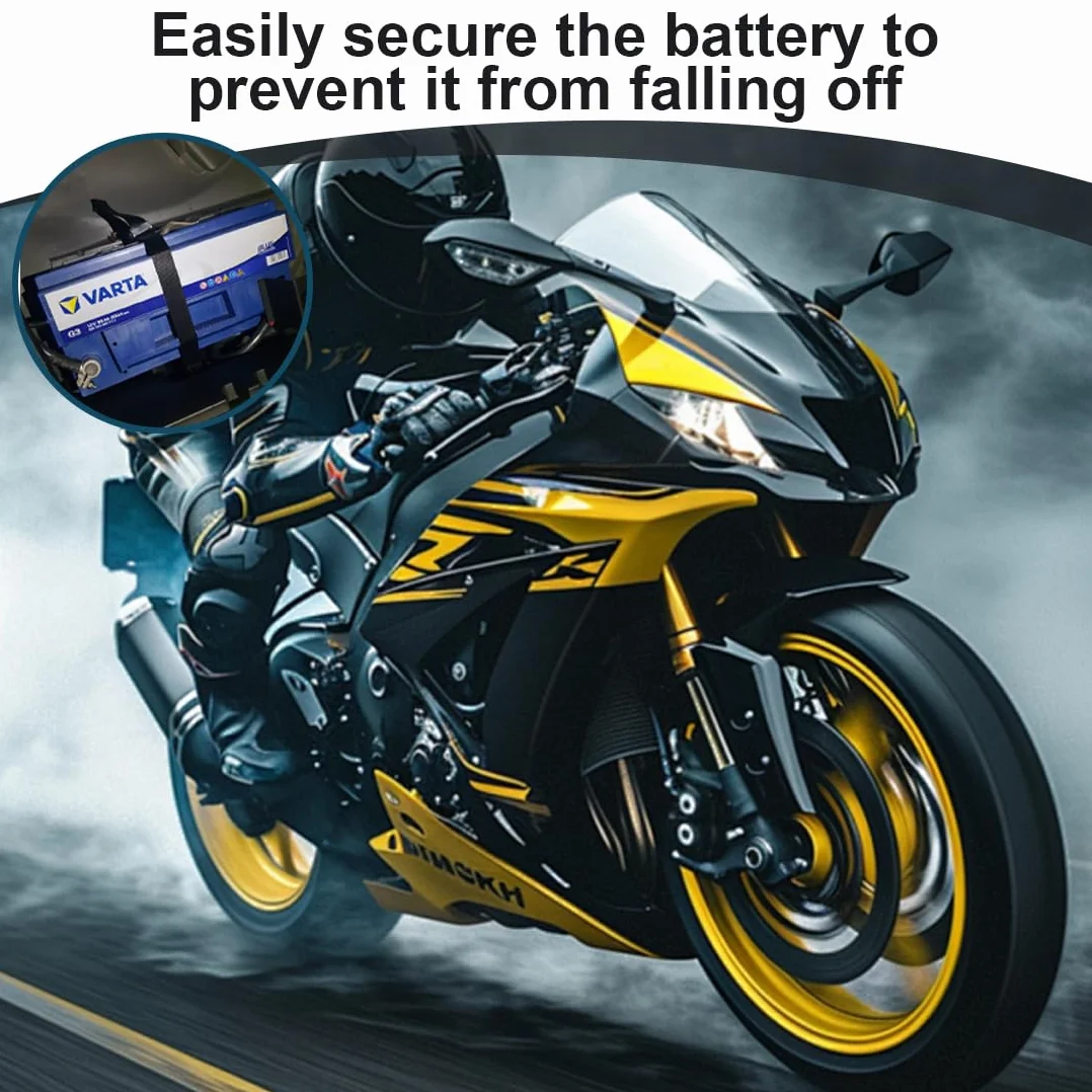 2 Pezzi Cinturino elastico in gomma per batteria Cinghie per Batteria Antiscivolo Elastico Cintura elastica per moto supporto batteria fascia in gomma montaggio per motociclette
