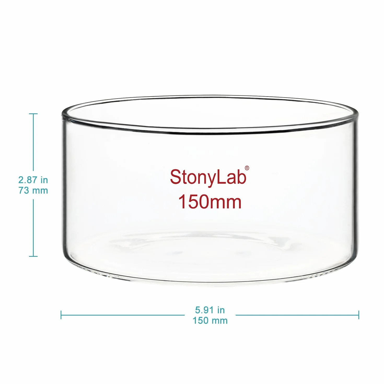 stonylab Piatto per Cristallizzazione, Piatti per Cristallizzazione in Vetro di Borosilicato a Parete Spessa per Cristallizzazione ed Evaporazione di Laboratorio, Fondo Piatto, Senza Becco