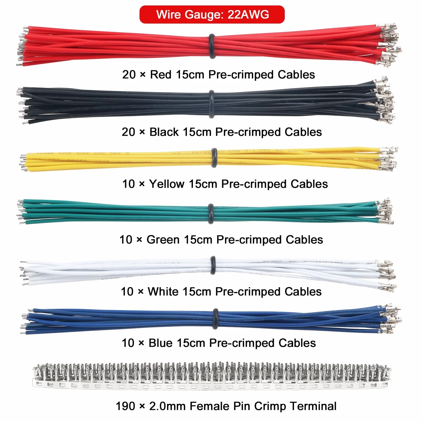 JST-PH 2.0 mm Connettore Kit 420 Pezzi, 2-6 Pin Maschio Femmina, 22AWG Pre-Crimpato Cavi