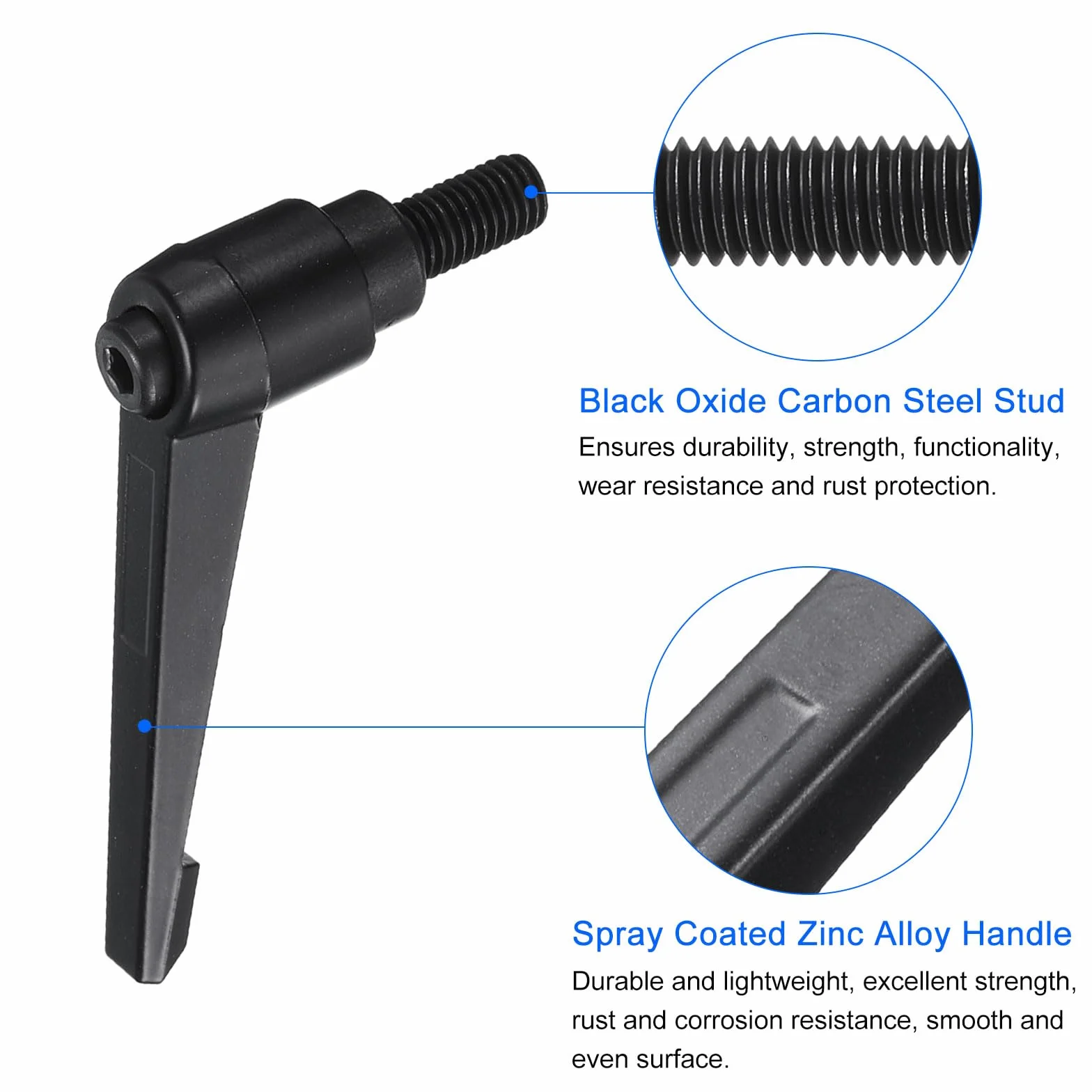 QUARKZMAN Manopole per Leva di Serraggio M10 x 20 mm Acciaio al Carbonio Nero