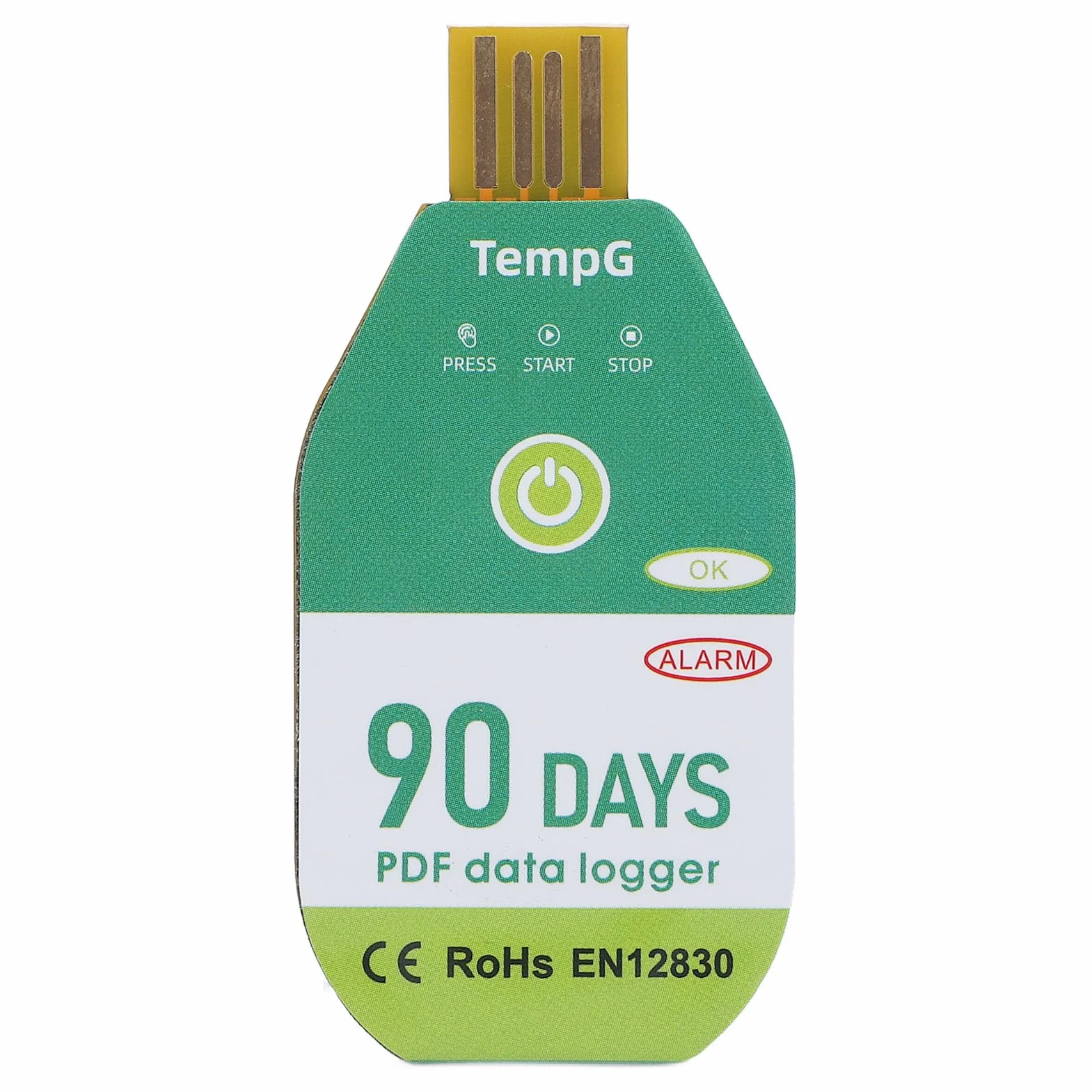 Registratore del logger dati di temperatura USB, IP67 Acqua PDF Temperatura Dati Logger Single per il trasporto della catena a freddo (90 Days)