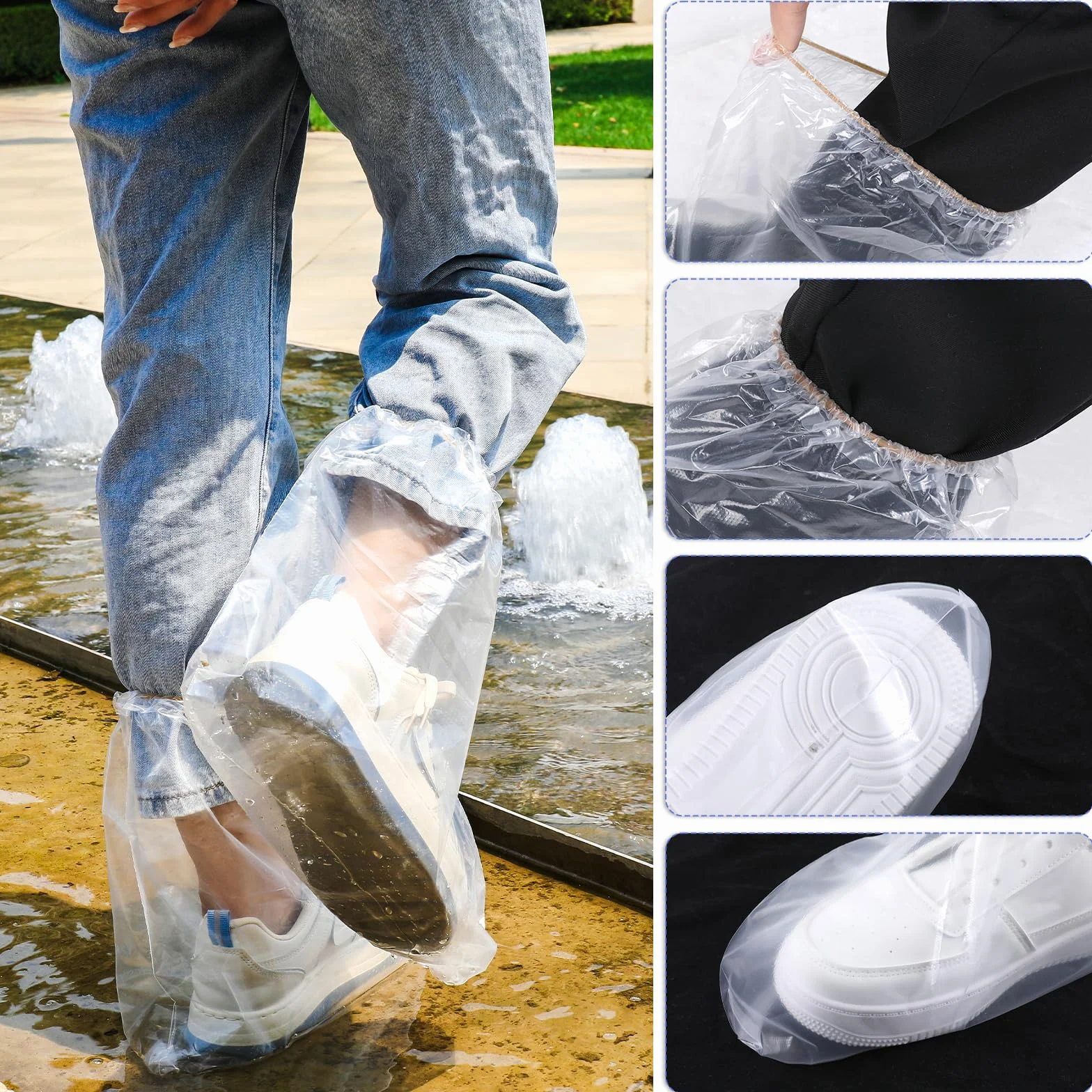 Coperture Impermeabili per Scarpe da Pioggia con Elastico, Copriscarpe Trasparenti Antiscivolo per Uomini e Donne