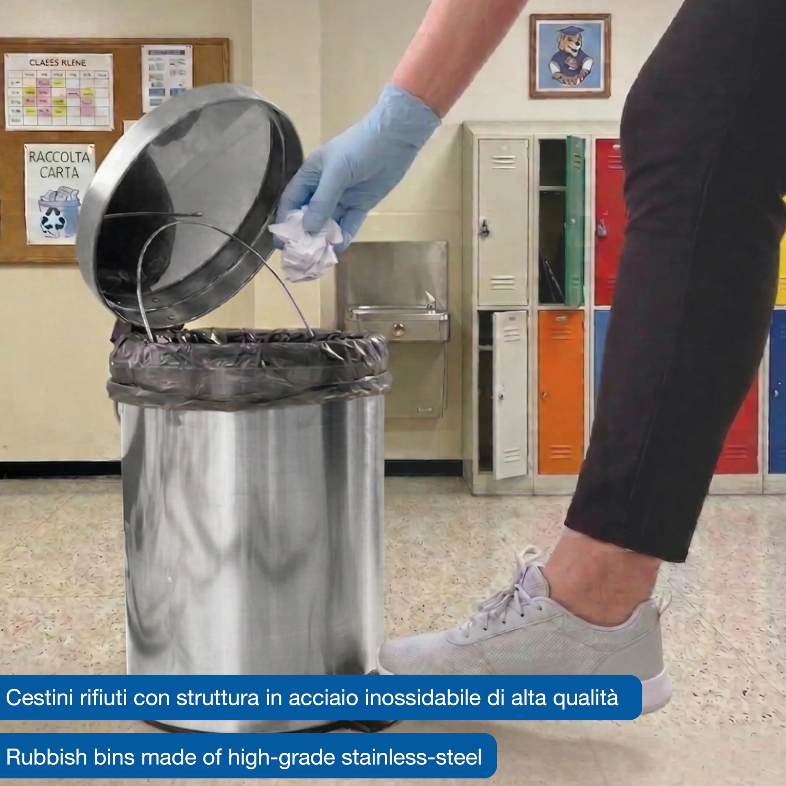 GIMA Cestino rifiuti inox aisi 410 8 litri con pedale