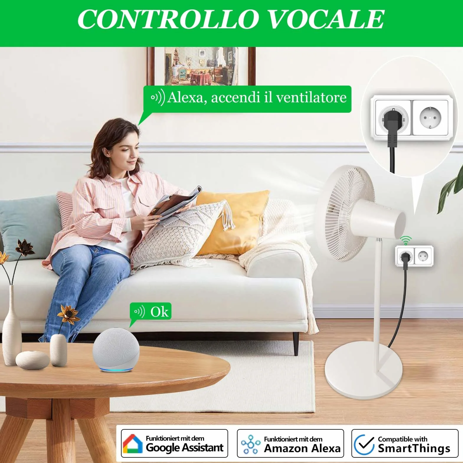 SURFOU Presa Smart WiFi Intelligente, Timer Presa Elettrica Compatibile con Alexa e Google Home, Monitoraggio Energetico, Controllo Remoto Tramite App Smart Life/Tuya, Non è Necessario Hub, 2 Pezzi