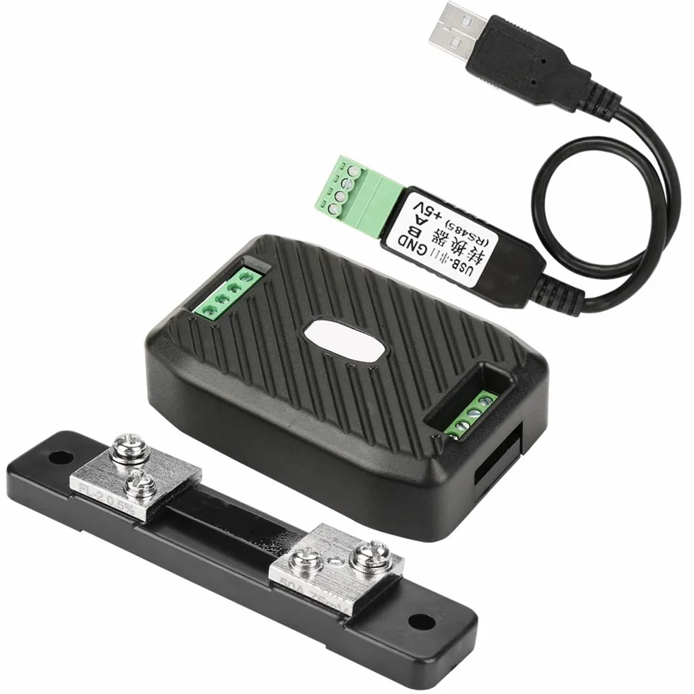PZEM-017 Scatola di comunicazione CC Interfaccia Modbus 0-300V 300A Shunt Cavo USB Tensione Corrente Potenza Consumo energetico Misuratore(PZEM-017+50A+USB)