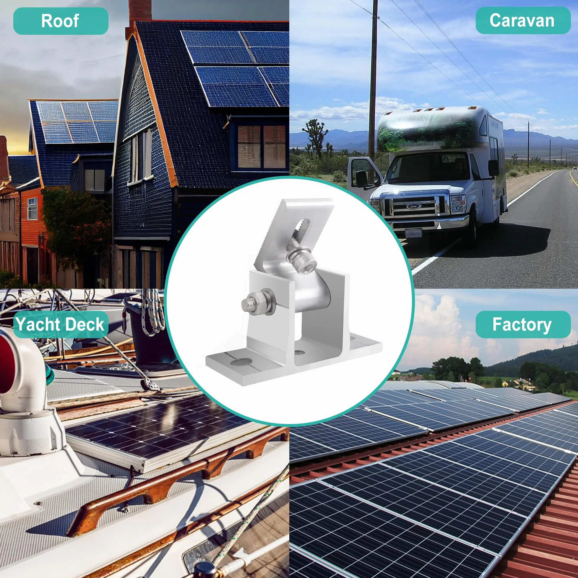 Staffe Pannelli Fotovoltaici Regolabili 0-60° per Camper Barca Tetto