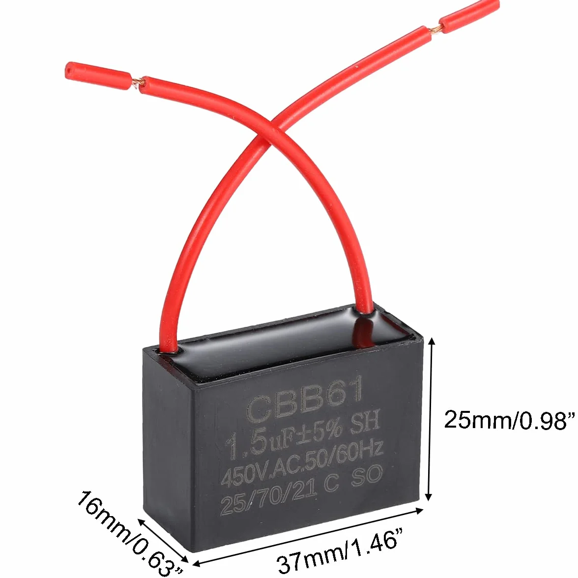 CBB61 condensatore ventilatore da soffitto 1.5uF 450V AC 50/60Hz 2 fili