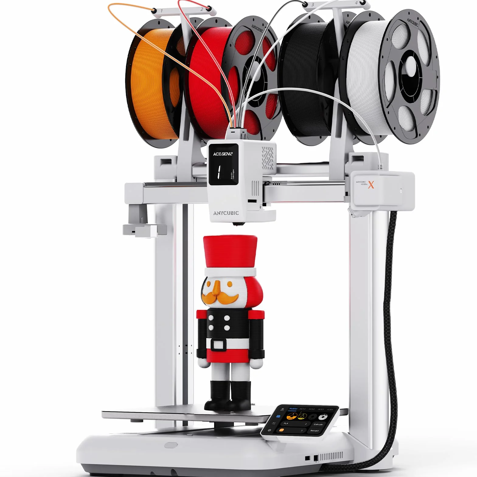 Anycubic Kobra X Stampante 3D, Stampa a 4 Colori, Fino a 19 Colori, Risparmio di Materiale Doppio, Stampa ad Alta Velocità a 600 mm/s, Ugello a 300 °C, per Piccole Imprese e Studi, 260 x 260 x 260 mm