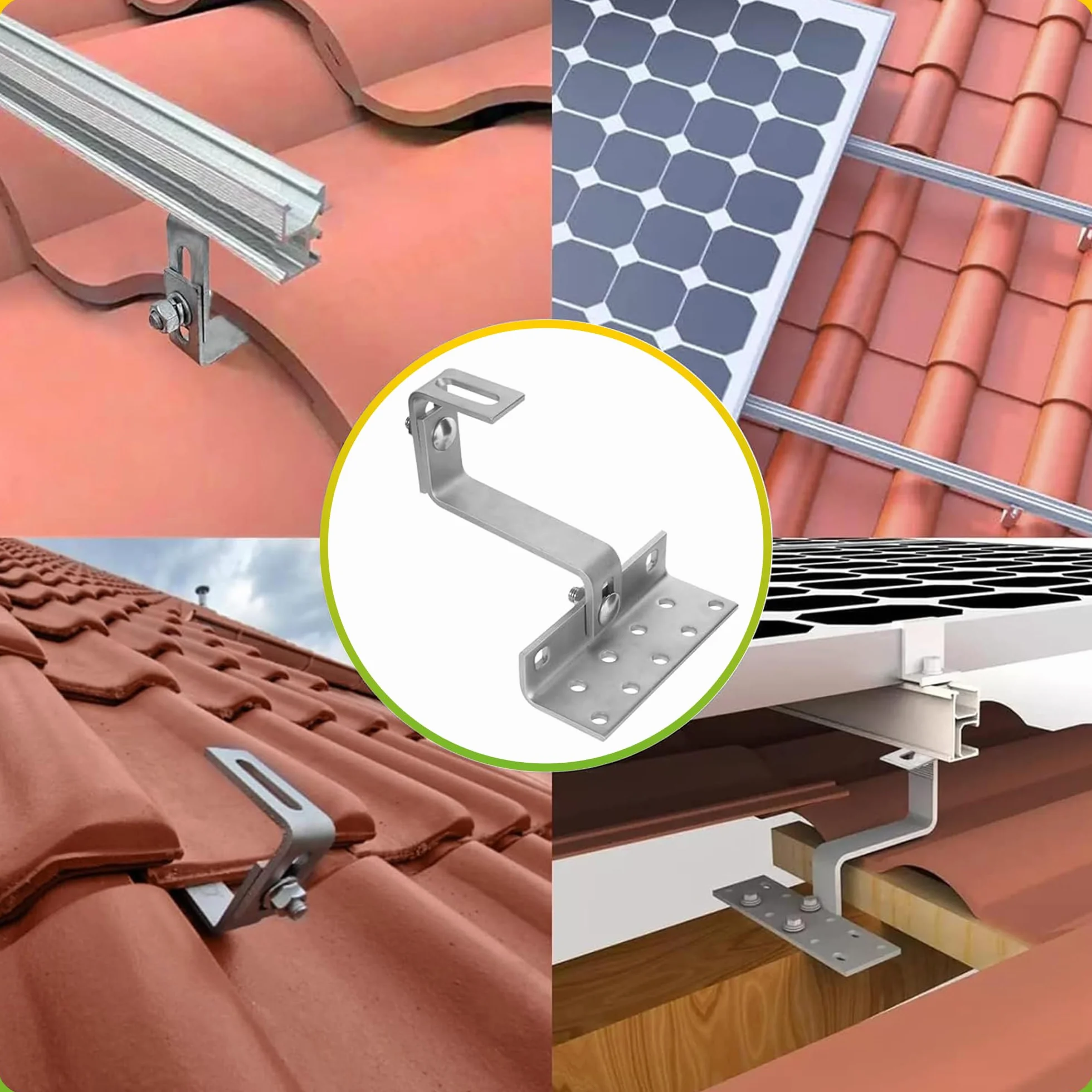 Offgridtec Gancio da tetto inox regolabile 3 direzioni acciaio 5 mm 45–60 mm per tegole scandole alluminio 4x4