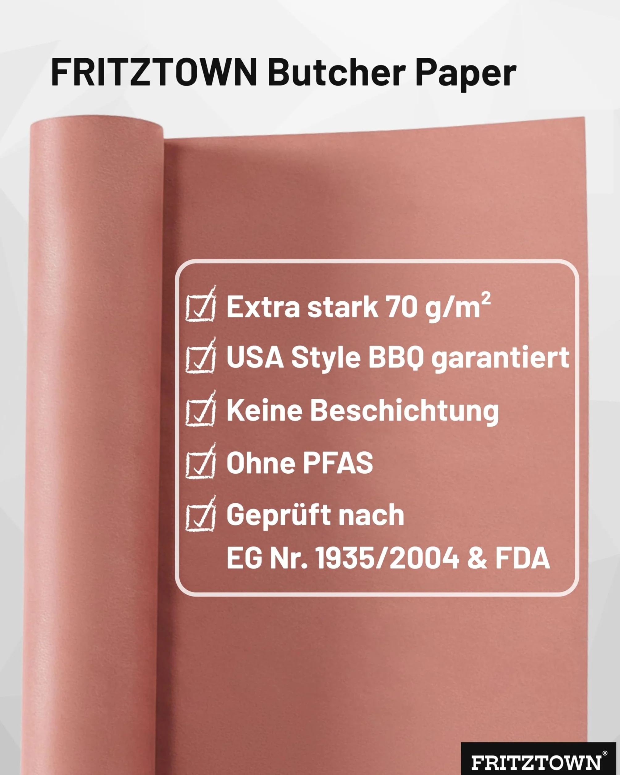 Butcher Paper Deluxe Pink Rolbox con bordo a strappo, scatola per alimenti, carta kraft, ideale per barbecue, fumatori e imballaggi di carne, 60 cm x 50 m