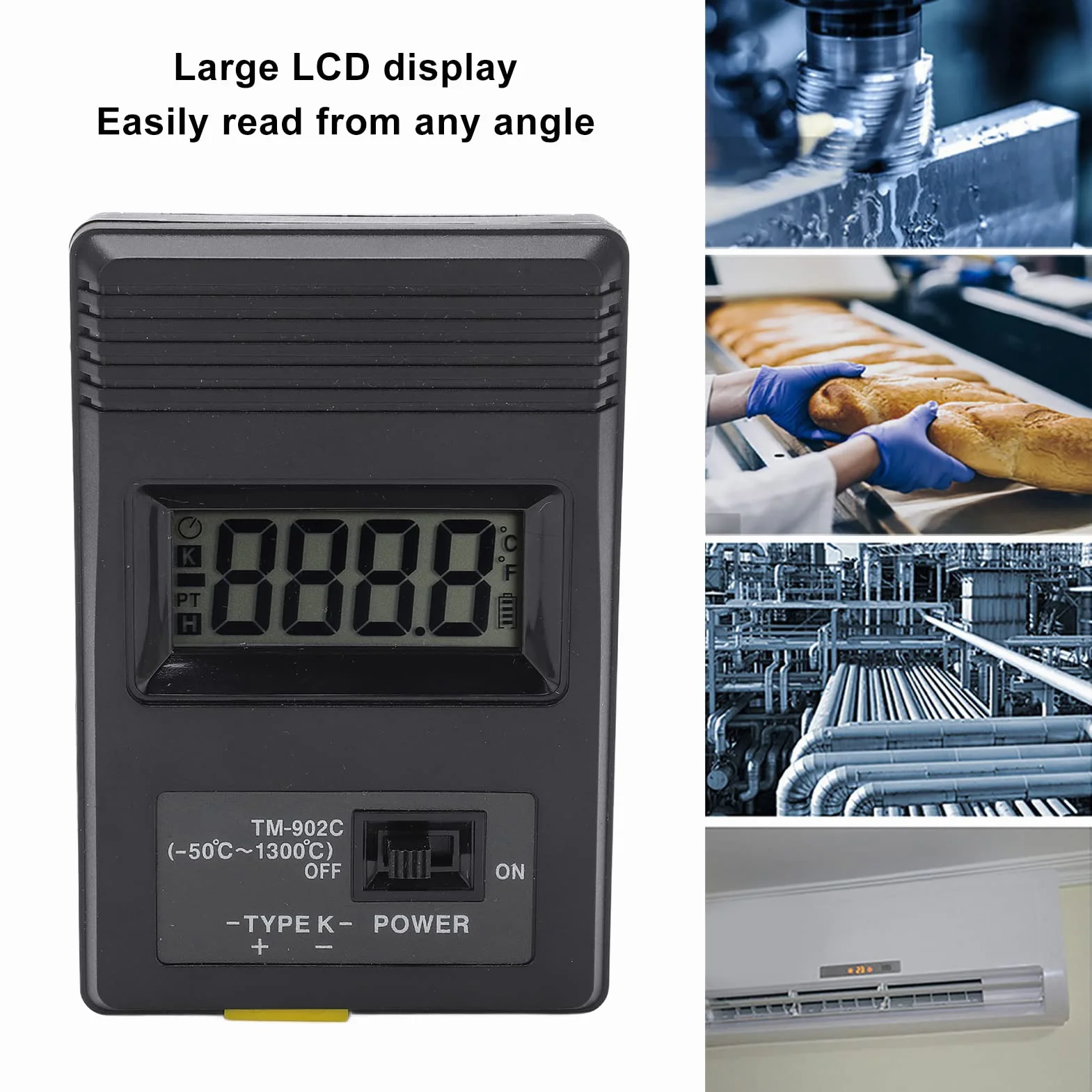 Termometro digitale Tm-902C -50~500℃ LCD tipo K con termocoppia