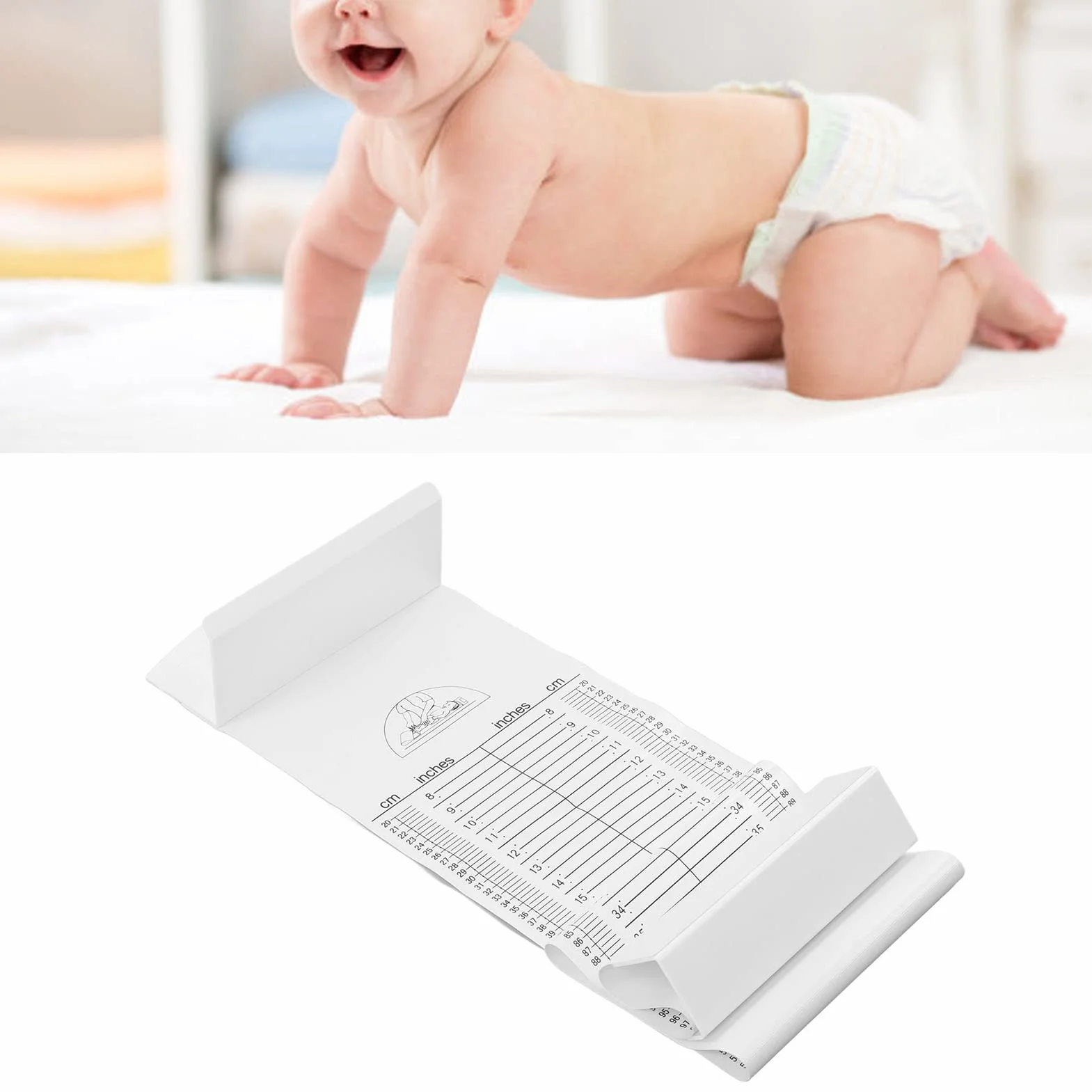 Tappetino Misura Neonato Lavabile Pieghevole con Righello Altezza e Posizionatore Piede