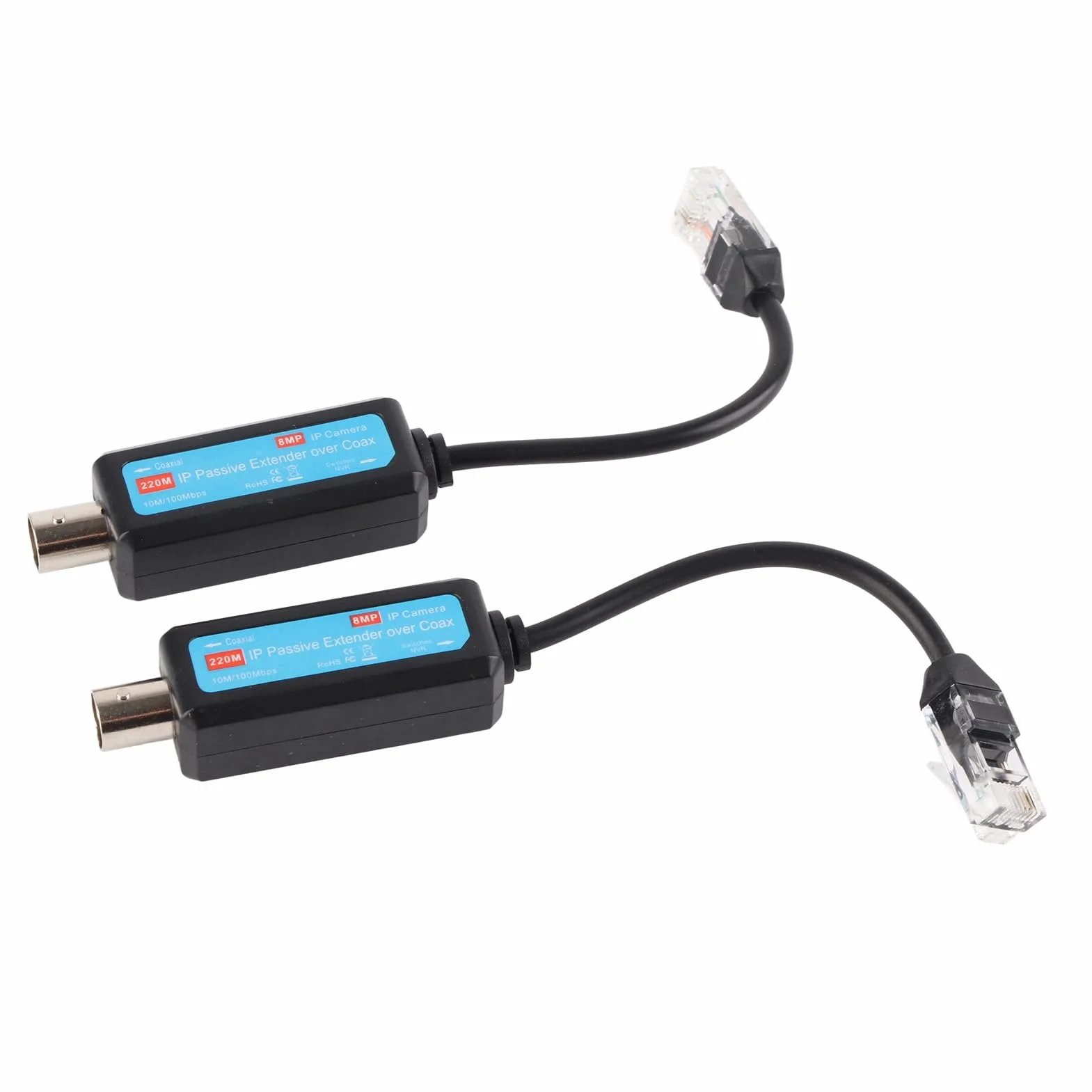 Extender Coassiale Coax over Ethernet Trasmettitore Ricevitore IP Passiva 10/100 Mbps 220 M