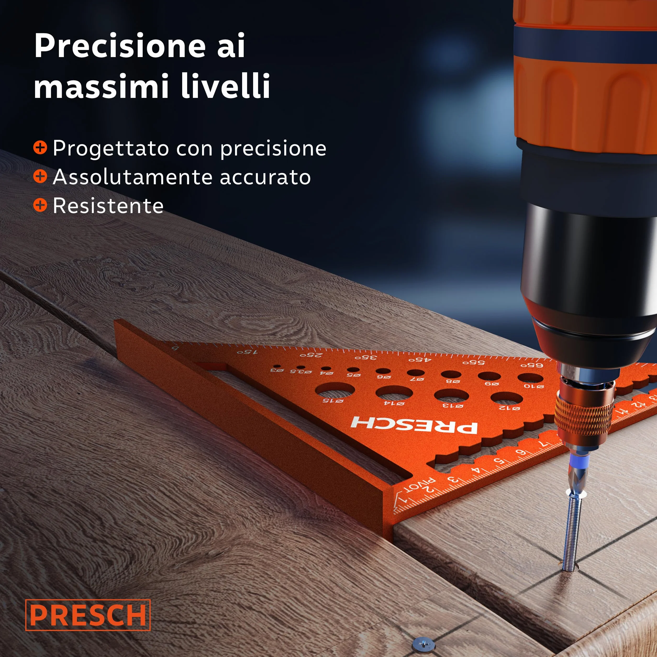 Presch Squadra da falegname Set 180mm 300mm Alluminio fresato ad alta precisione