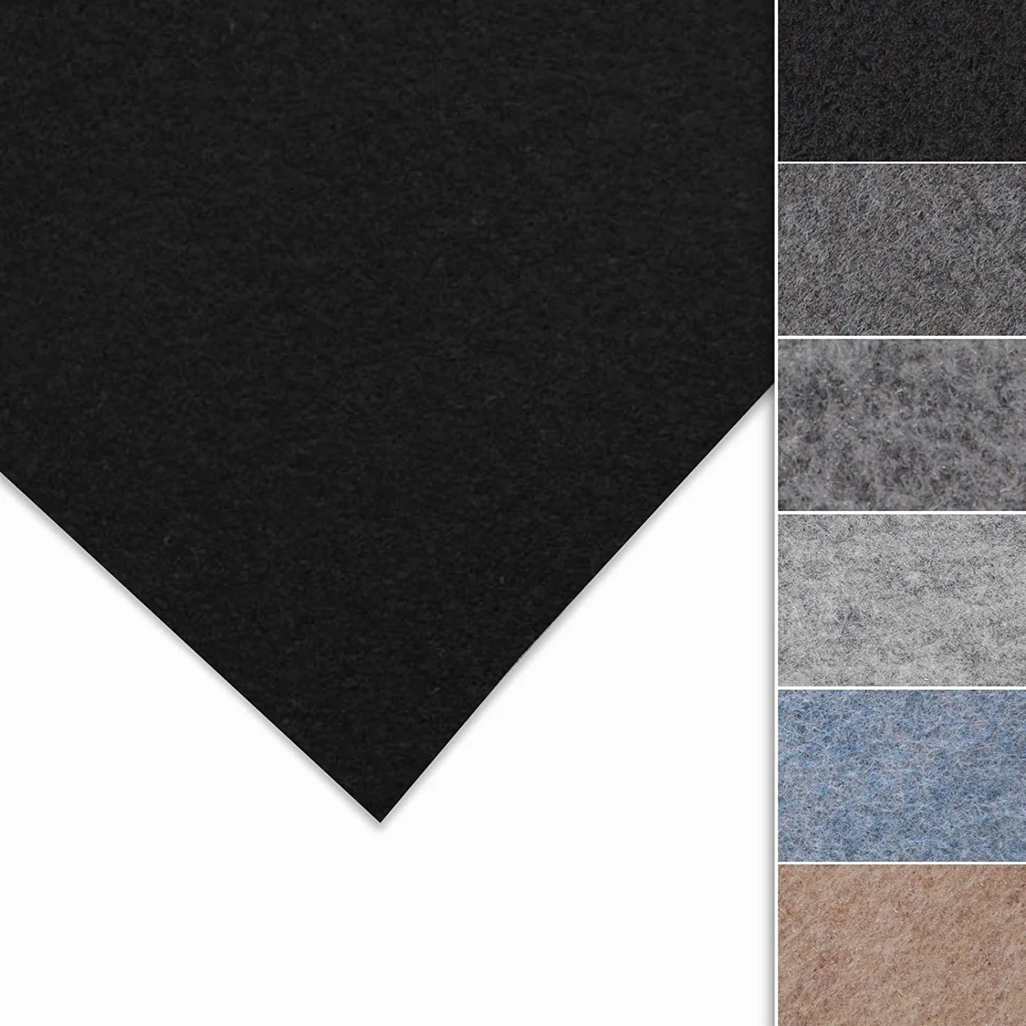KARAT - Tessuto in Feltro agugliato Superflex, Tessuto da Rivestimento in Feltro, Vendita al Metro, Tessuto per Rivestimento abitacolo (Colore: Nero, 206 x 300 cm)