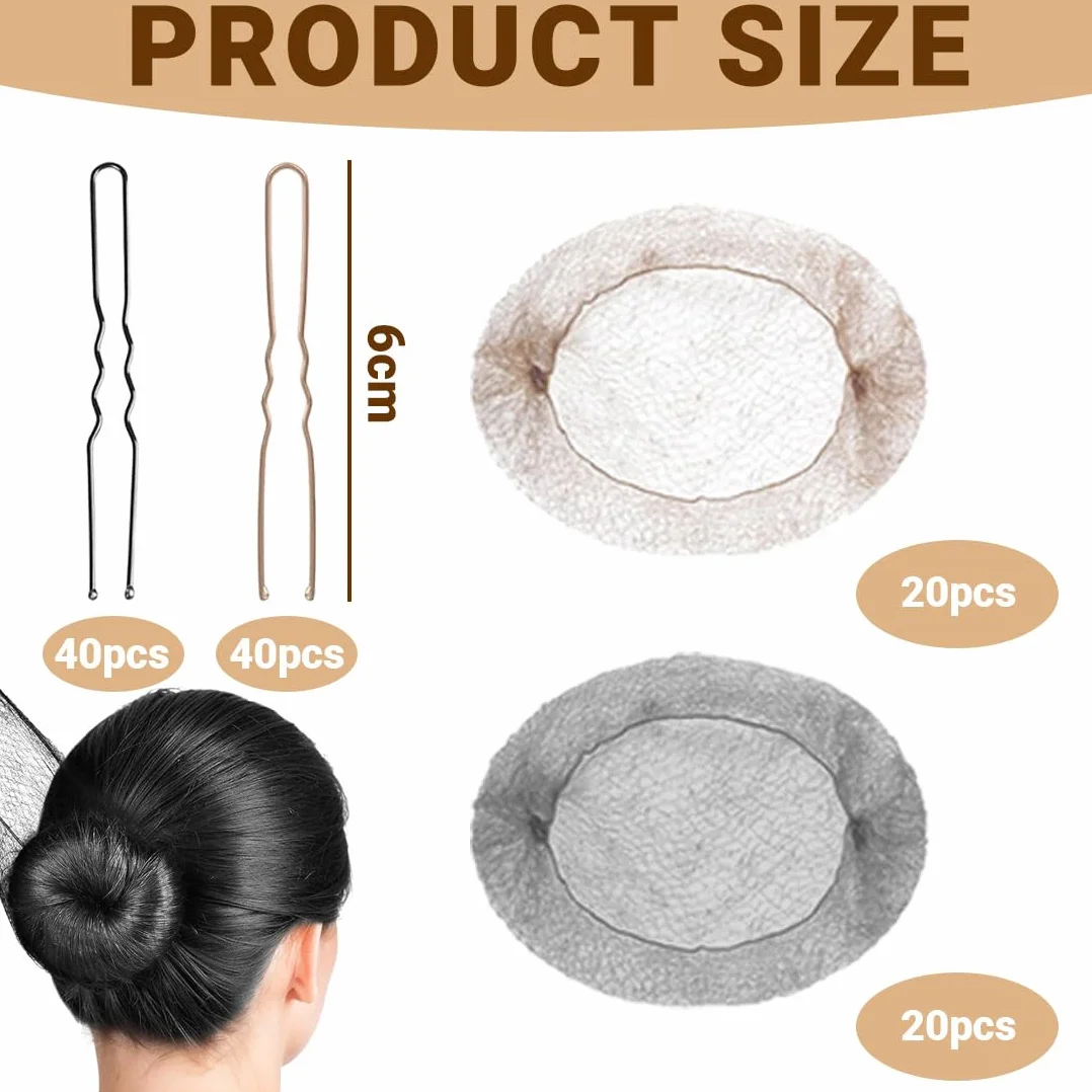 Retine Per Capelli Chignon Set 40 Retine Invisibili 80 Forcine Per Capelli Elasticizzati