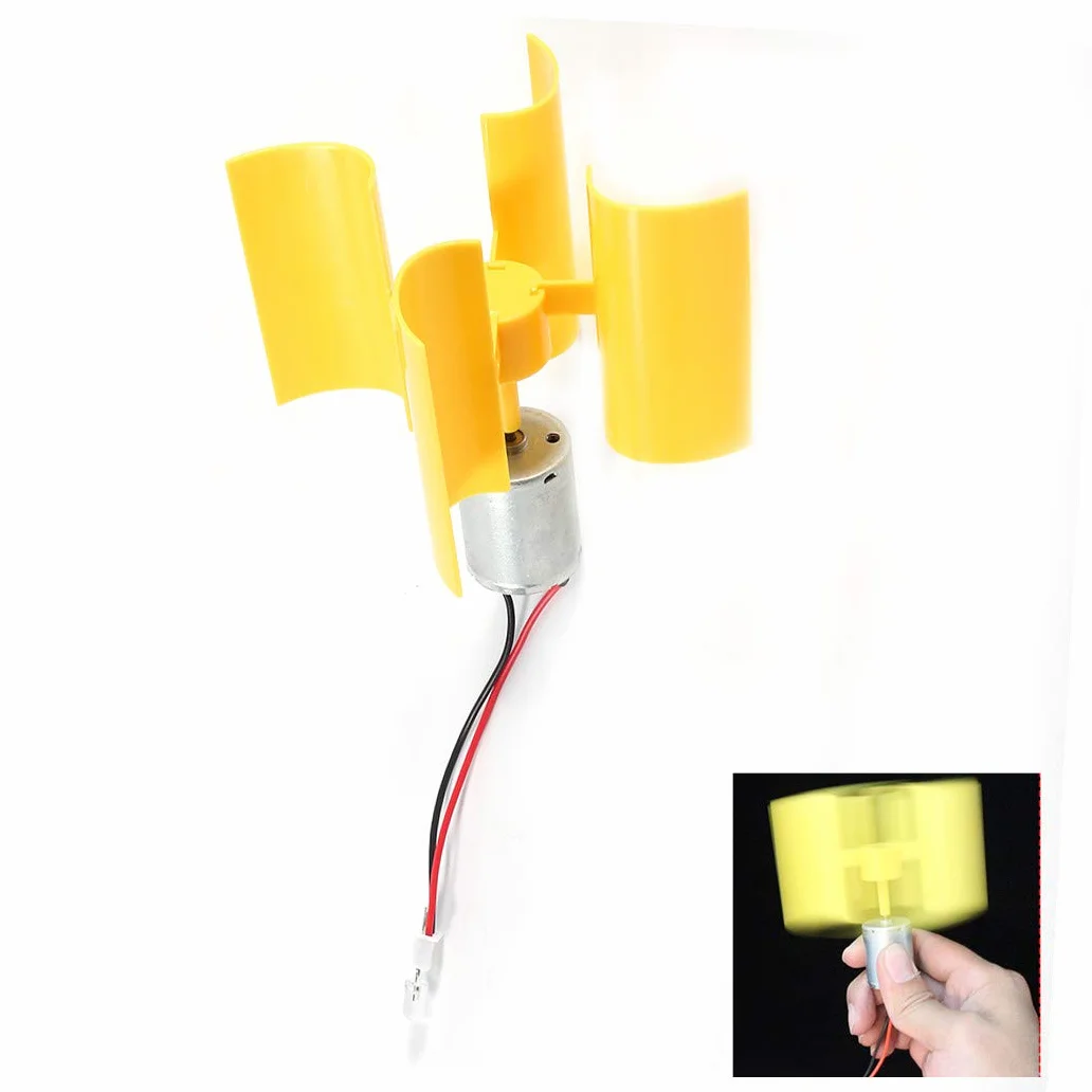 Jadeshay Generatore di energia eolica - Mini generatore di turbine eoliche Kit generatore eolico verticale Modello didattico fai da te, Giallo
