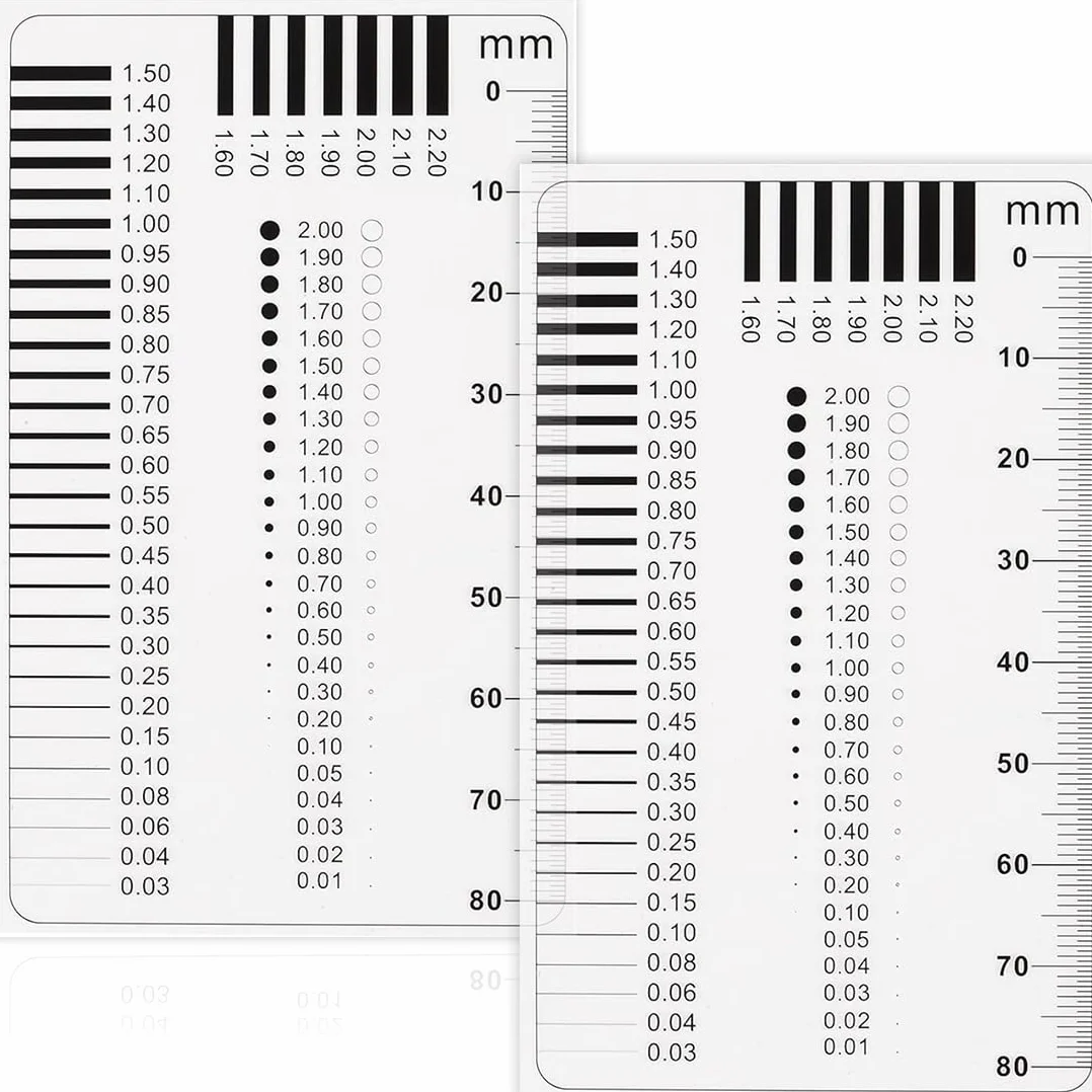 2 pezzi Set professionale di righelli per misurare le crepe - Plastica flessibile trasparente, Fessurimetro, Fessurimetri per Crepe, Équipement d'experts, ideale per artigiani e esperti