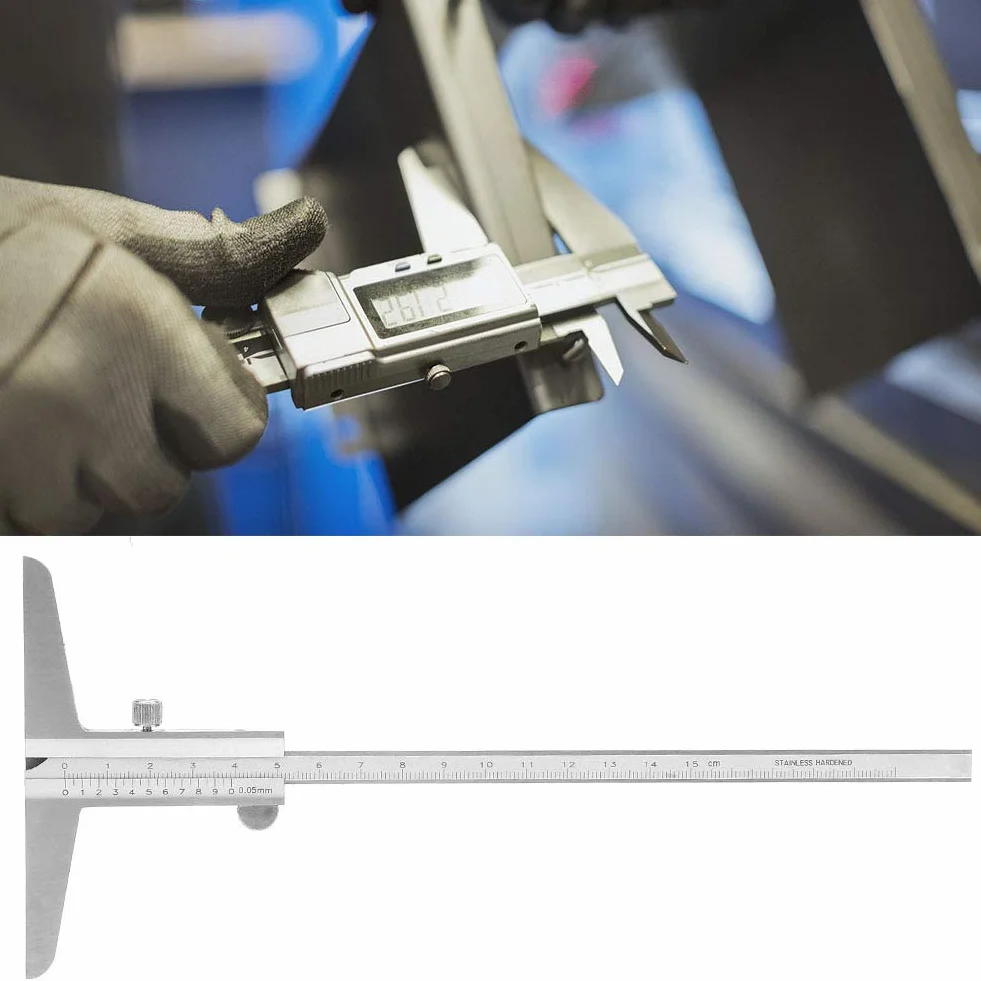 Calibro di Profondità in Acciaio Inossidabile 0-150 mm, Strumento di Misurazione di Precisione