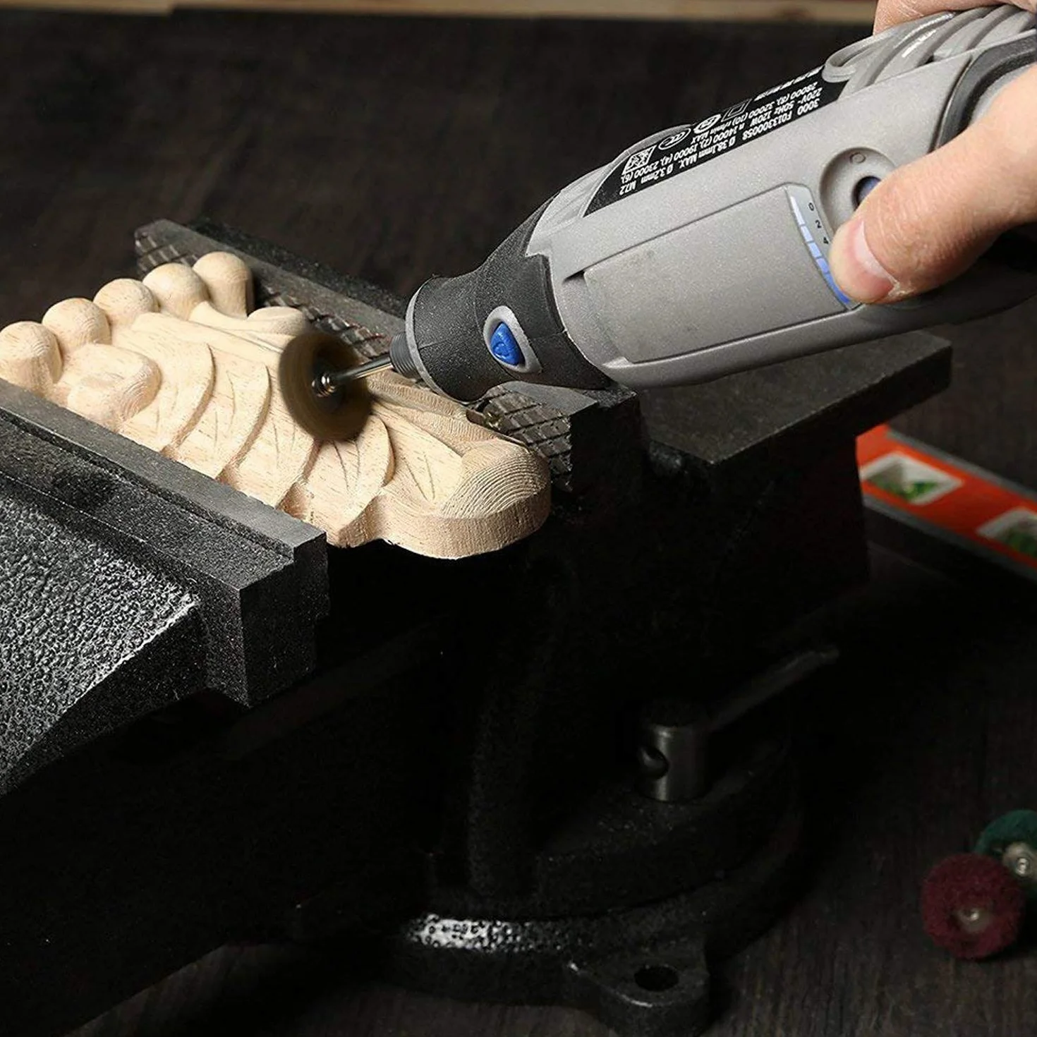 Set 40 ruote abrasive 25 mm lucidatura utensili rotanti Dremel gambo 3 mm