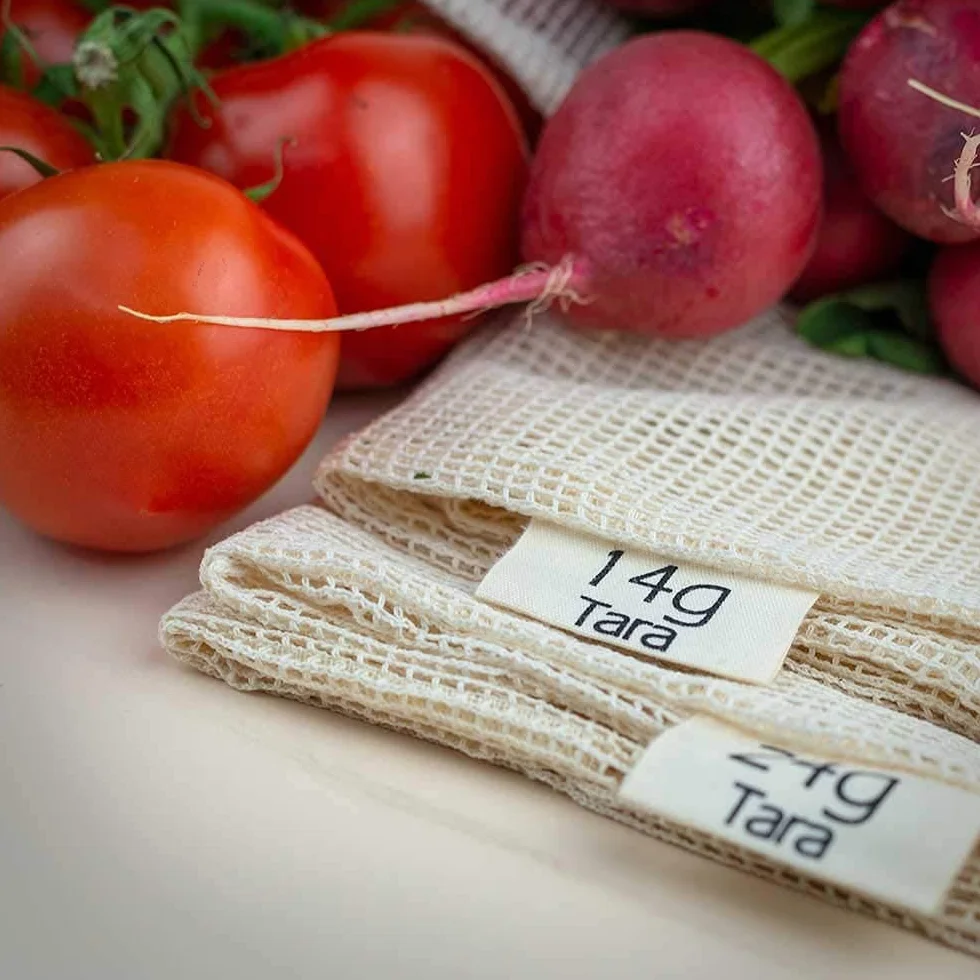 pandoo Set di 3 e 6 filetti per frutta e verdura | Cotone biologico | Acquista senza plastica