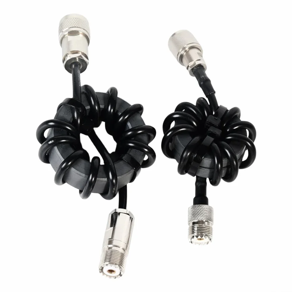 Onde corte Choke Coil Ring, 1.8-30MHz HF Radio 1:1 Tipo corrente Balun con M maschio a M Femmina connettore nero per ridurre le interferenze elettromagnetiche (EM-43 EM-25)