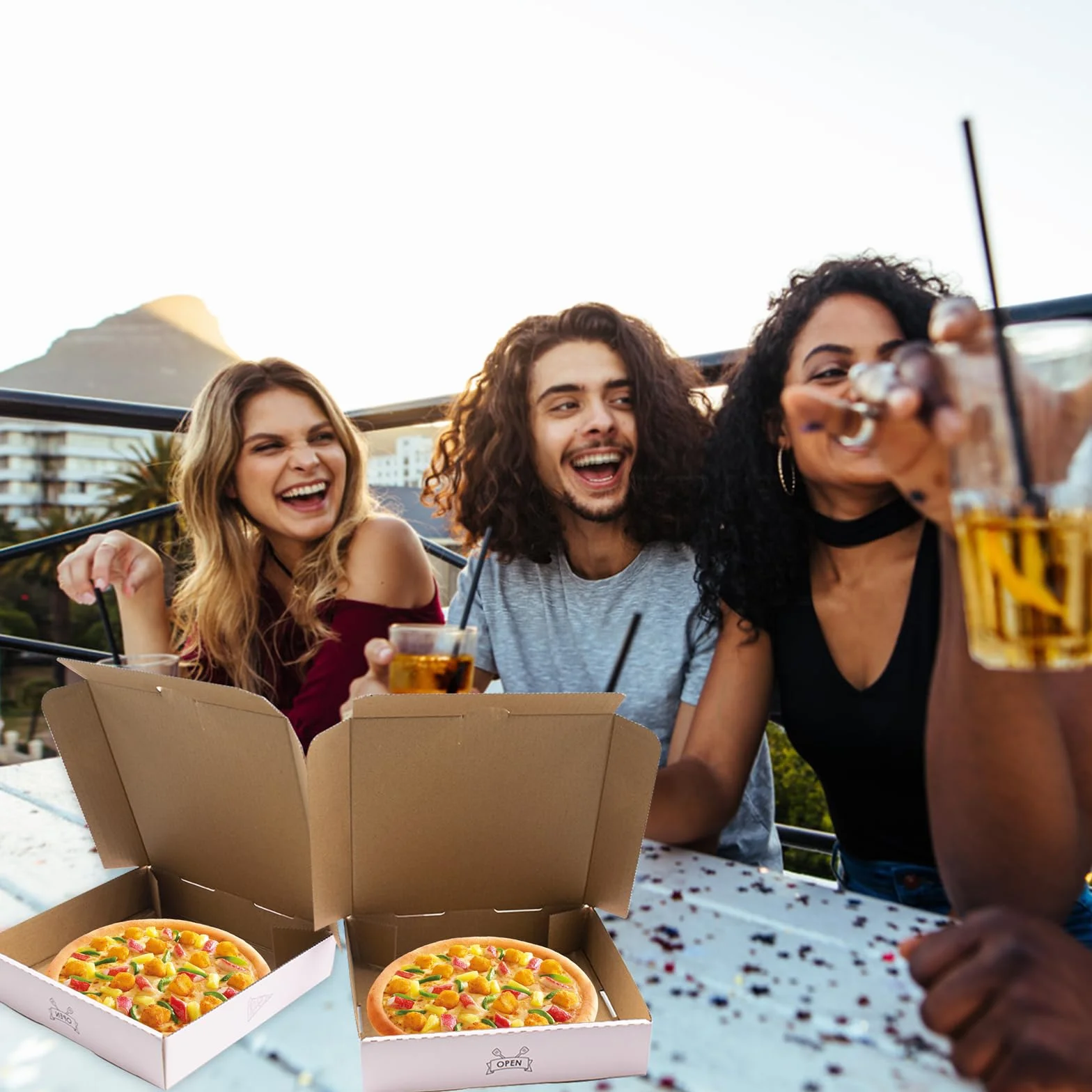 Scatola Pizza di Cartone Ondulato 7 Pollici 12 Pezzi Termico da Asporto Rosa