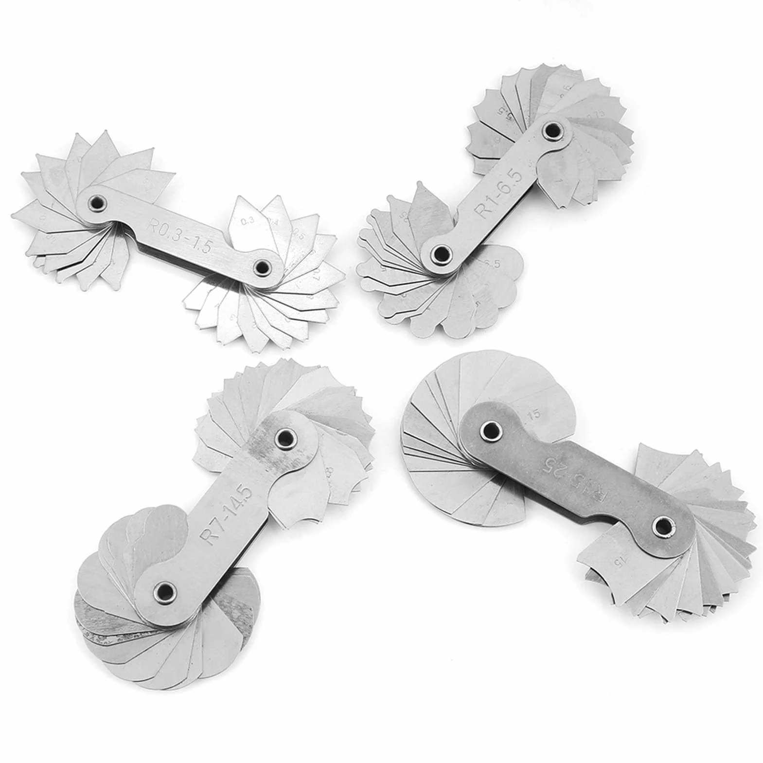 Raggio Strumento di misura convesso concavo in acciaio inossidabile R0.3-1.5 R1-6.5 R7-14.5 R15-25 per costruttori utensili stampi