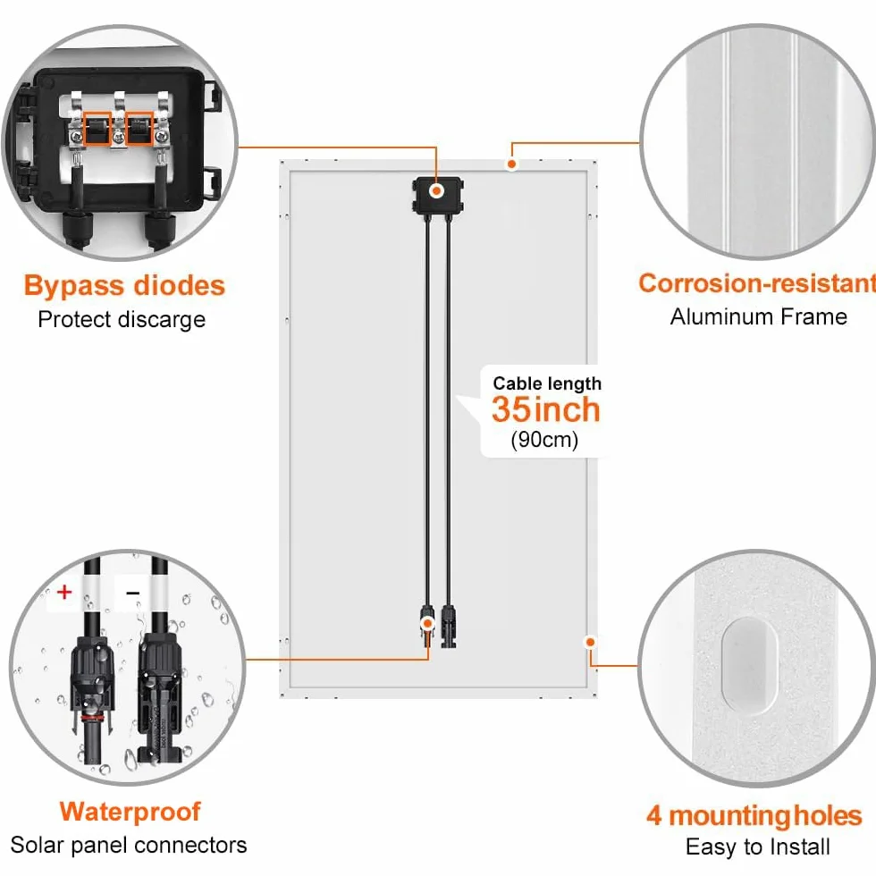 DOKIO 2PC Pannello Solare 100W 12V Monocristallino Fotovoltaico Impianto Camper Casa Baita