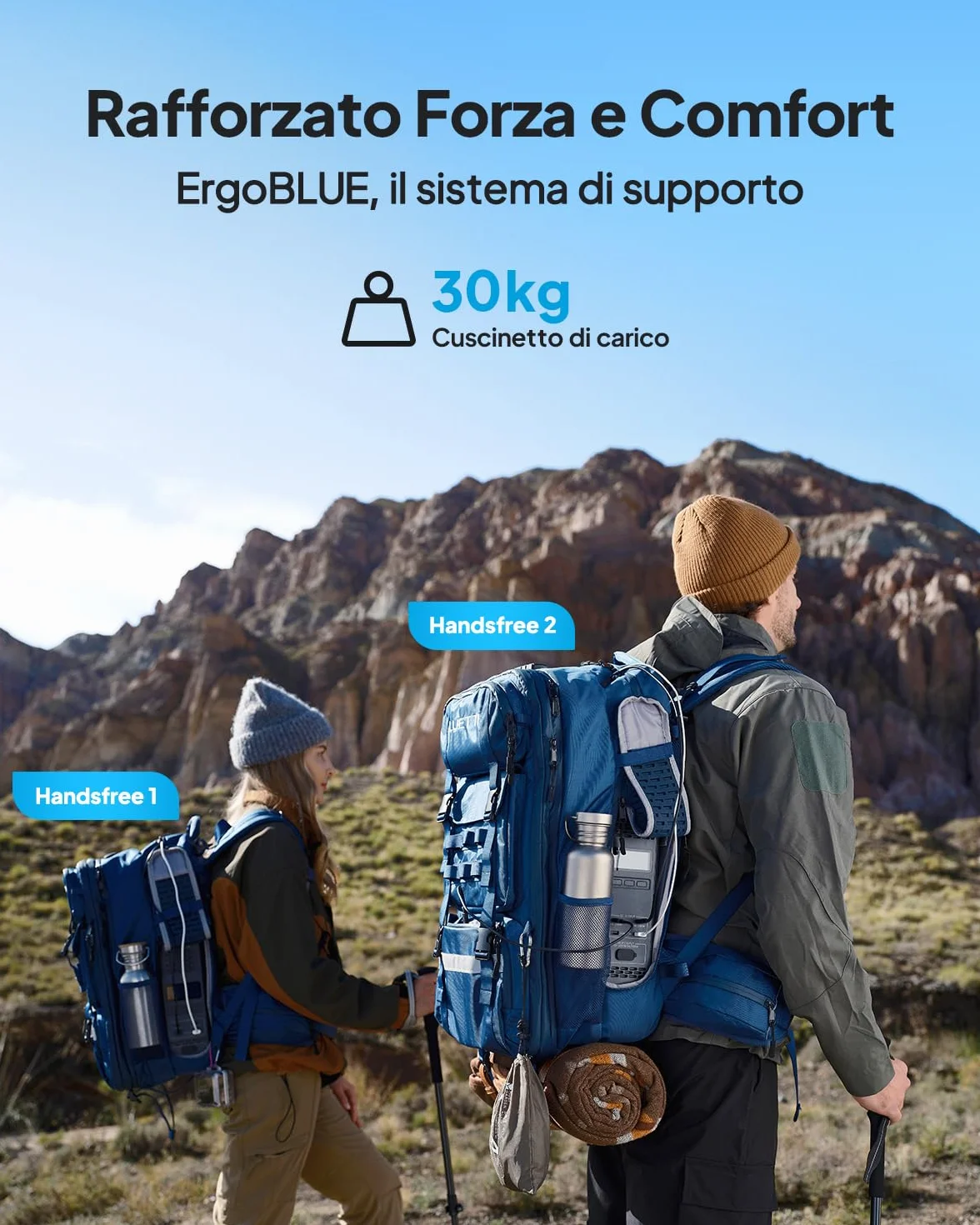 BLUETTI Handsfree 1 Centrale Elettrica a Zaino con 60W Pannello Solare, 268,8Wh 300W Batteria LFP con 42L Zaino, Tutto in Uno Sistema di Energia Solare per Campeggio, Fotografia,Viaggio