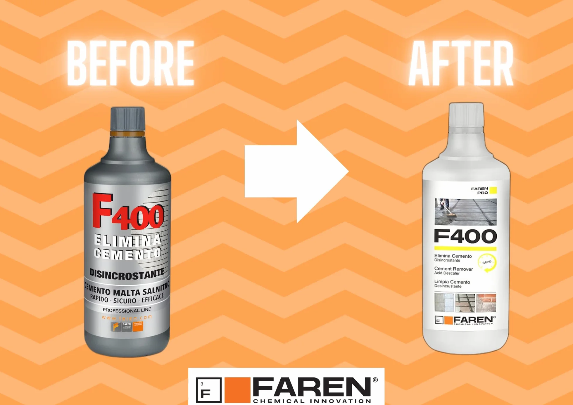 Faren F400 Disincrostante Concentrato Elimina Cemento Malta Calcare Ossidazioni 1lt