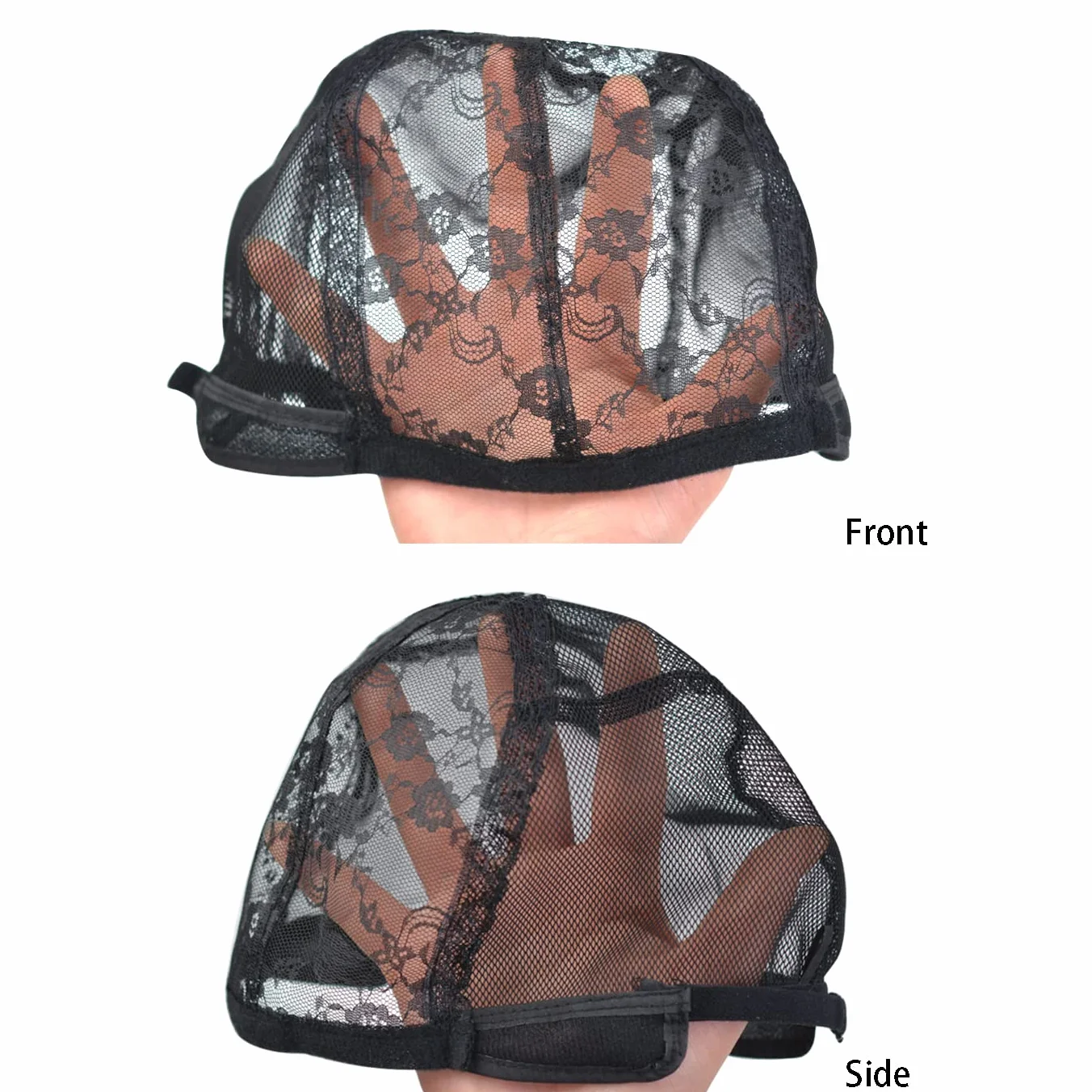 Cappucci per parrucche in pizzo nero regolabili per donna - Retina capelli con cinghie