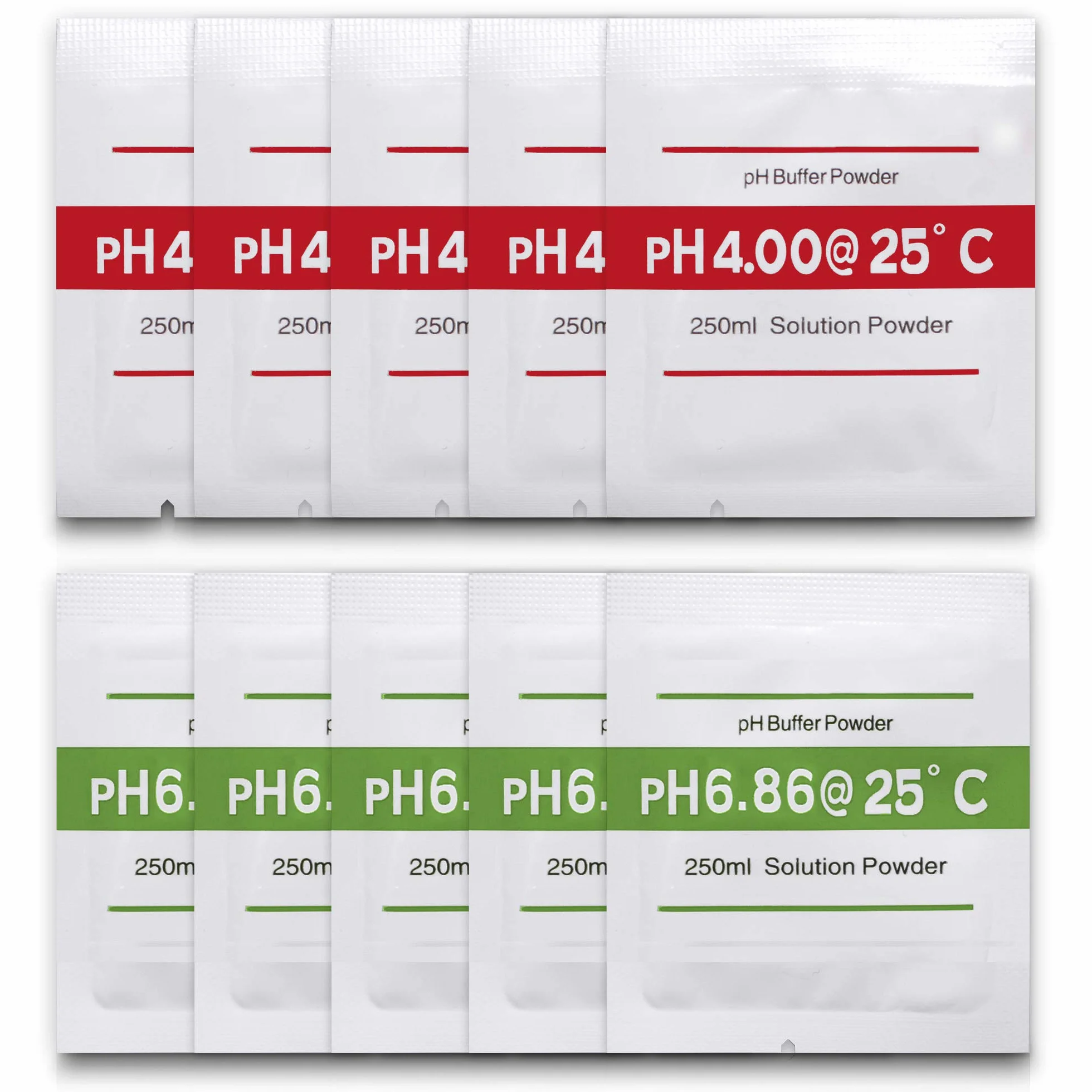 Measury Soluzione di Calibrazione del pH 10 pezzi 4.00 e 6.86 Soluzione Tampone, Polvere di Calibrazione del pH Polvere Tampone, Soluzione di Calibrazione Rosso/Verde
