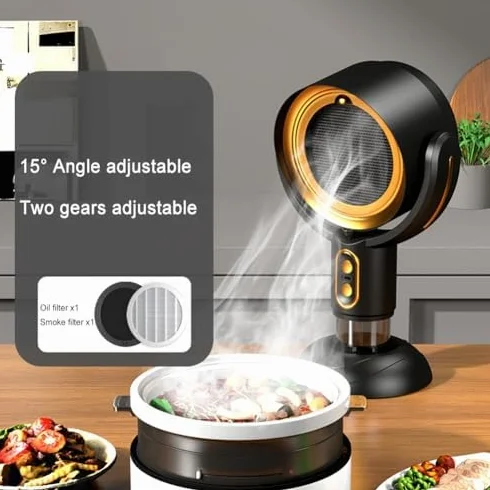 Cappa aspirante da tavolo regolabile, per uso domestico, portatile, ricaricabile, per cucina e barbecue, adatta per riscaldare contenitori e affumicatori