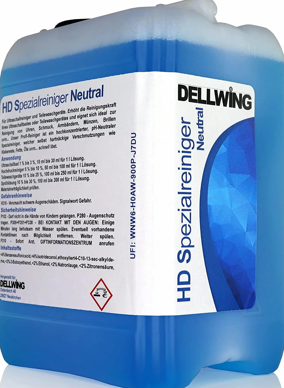 DELLWING HD Detergente speciale Neutro 2.5L Concentrato pulizia ad ultrasuoni per occhiali gioielli