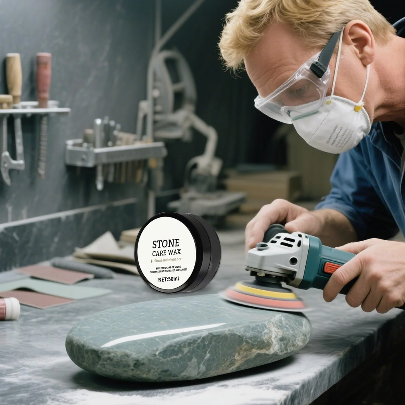 Stone Polish – Pasta detergente per pavimenti in piastrelle, impermeabile, cera lucidante per pavimenti in marmo per mobili, doccia, piano cottura, cucina, bagno