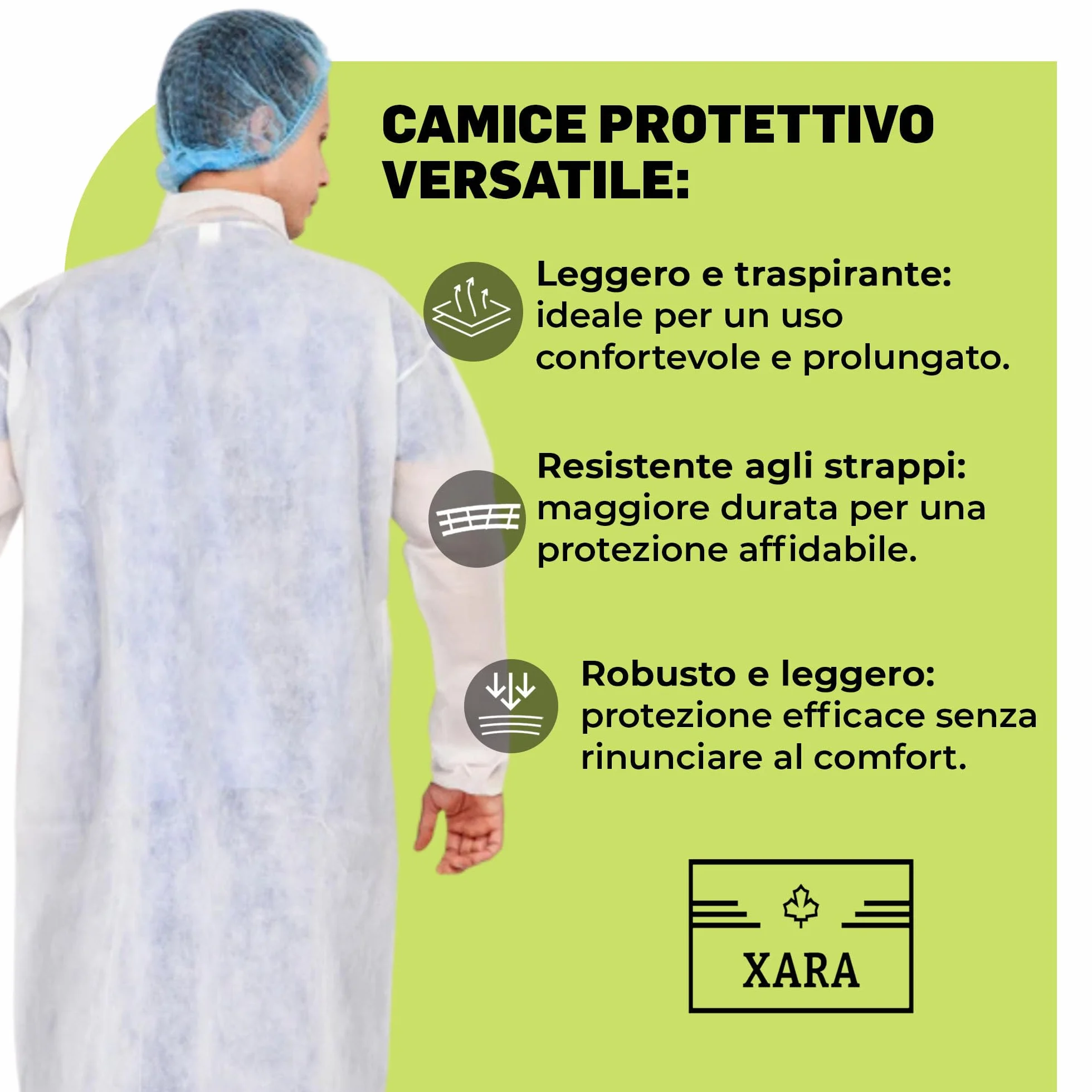XARA Vestaglia chirurgica monouso XXXL 120 x 152 cm Confezione 10 TNT Polipropilene 35 gr