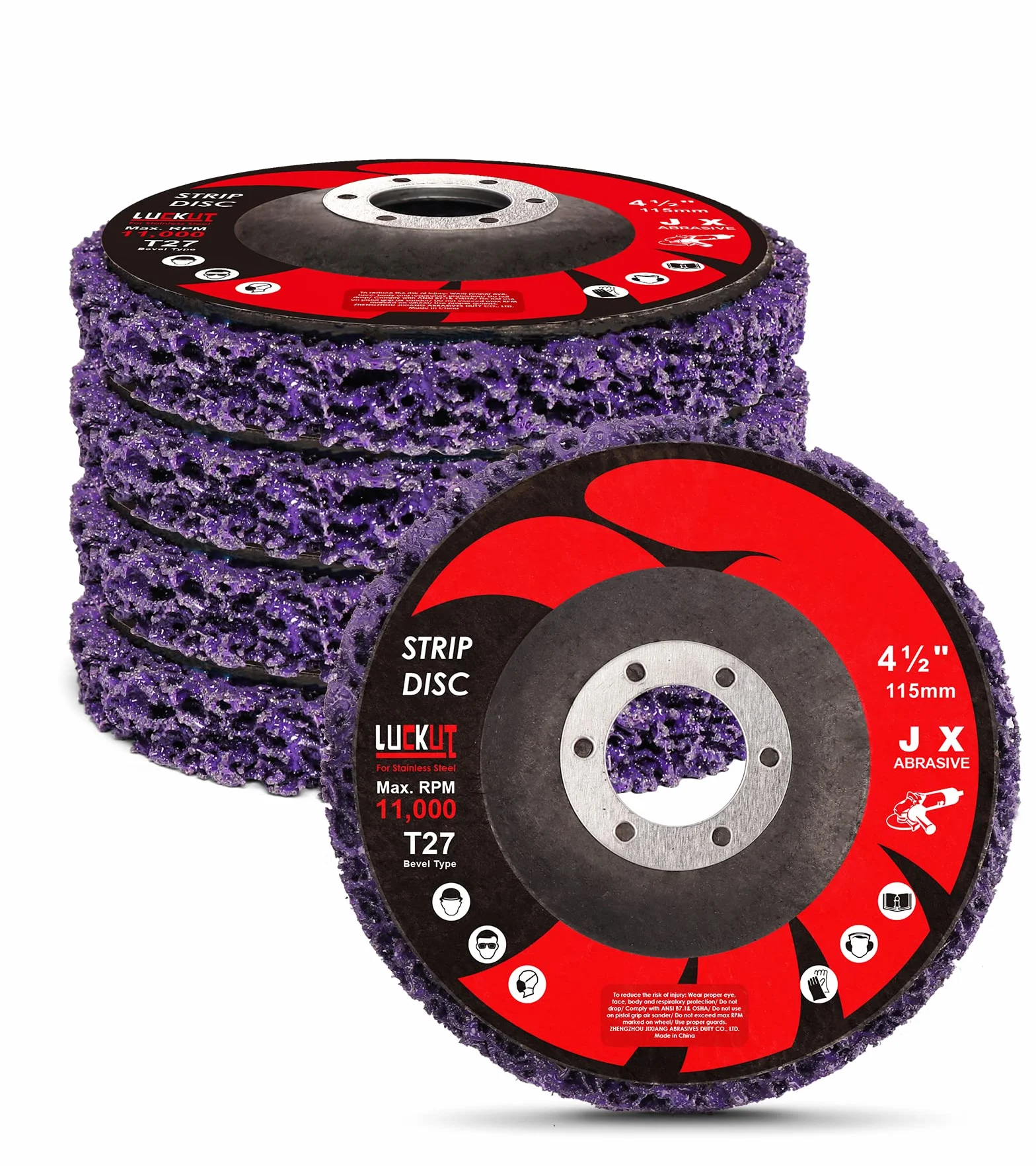 Dischi a strisce abrasivi 4,5" x 7/8" per smerigliatrice angolare, confezione da 5