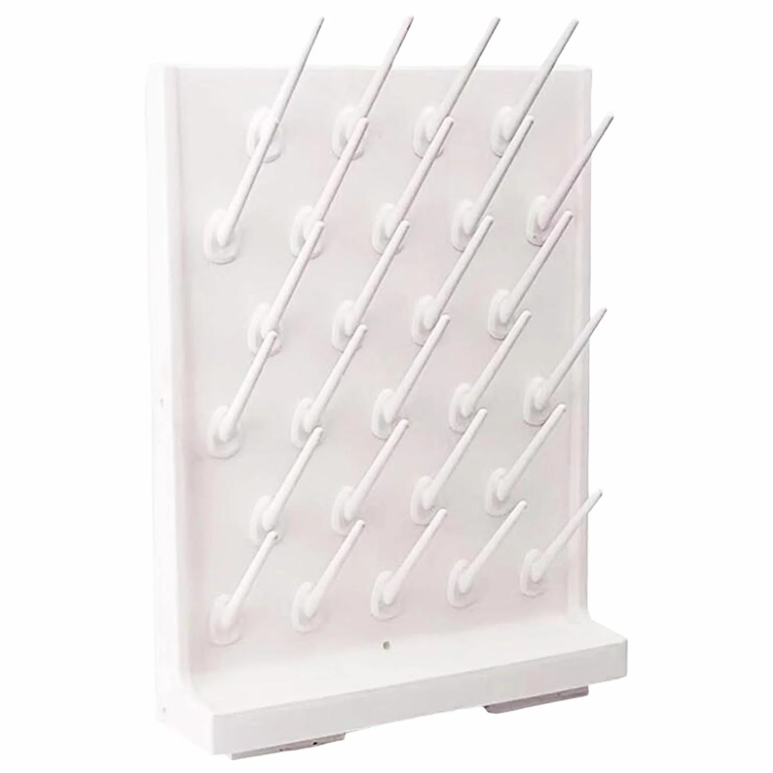 27 pioli vetreria da laboratorio stendino per bottiglie provette scolapiatti robusto portatile multiuso materiale PP 12x40x55 cm, bianco