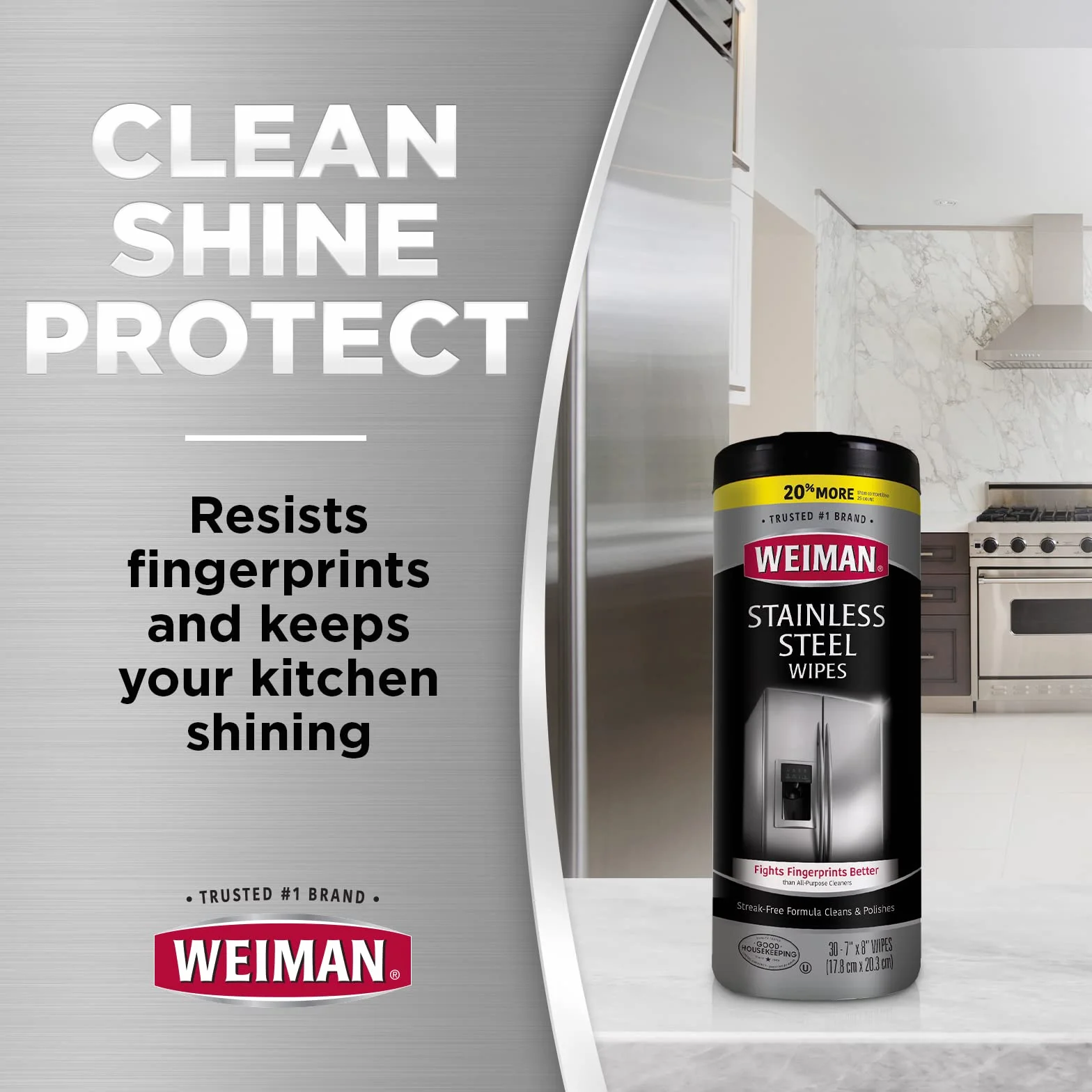 Weiman Stainless Steel Wipes - Salviette per la Pulizia di Superfici in Acciaio Inossidabile - Confezione da 2