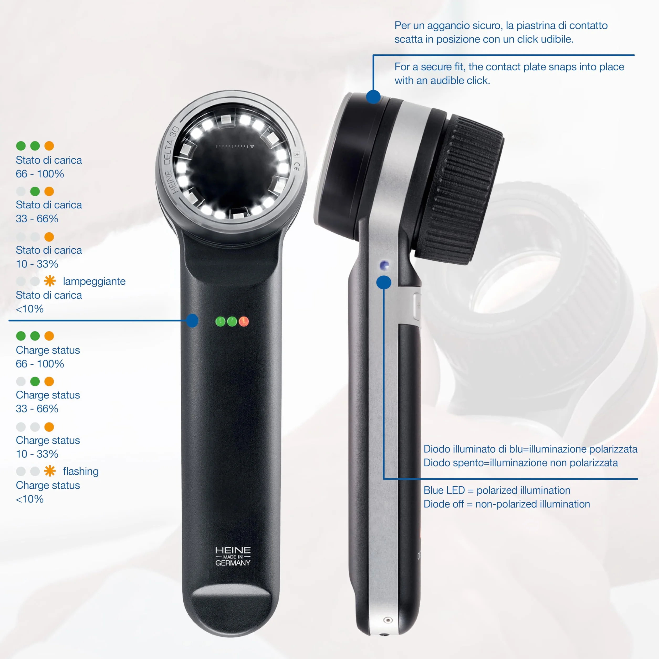HEINE Dermatoscopio Delta 30 LEDHQ nero