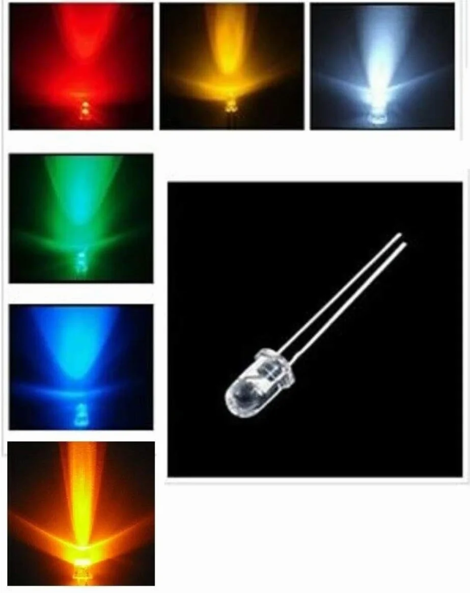 10 LED 5mm LAMPEGGIANTE FLASH + RESISTENZE 12V BIANCHI BLU ROSSO VERDE Diodi (ROSSO)