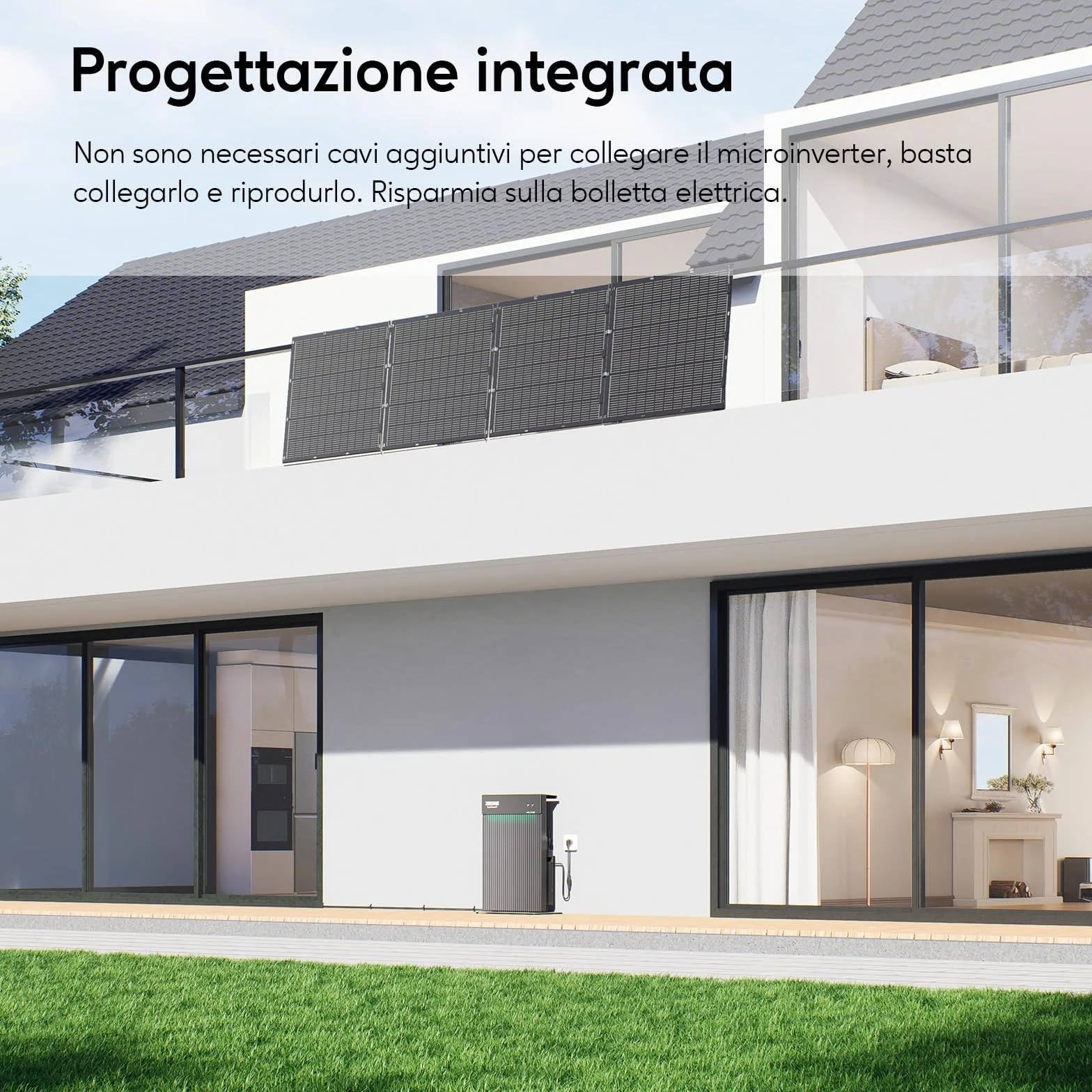 Zendure AIO2400 Centrale Elettrica da Balcone, con Accumulo, 2400 Wh LiFePO4, Ingresso Solare 1200 W, Uscita 1200 W, con Shelly Pro 3EM, Design Monopezzo, app, IP65, 0 dB, con Shelly Plus Plug S